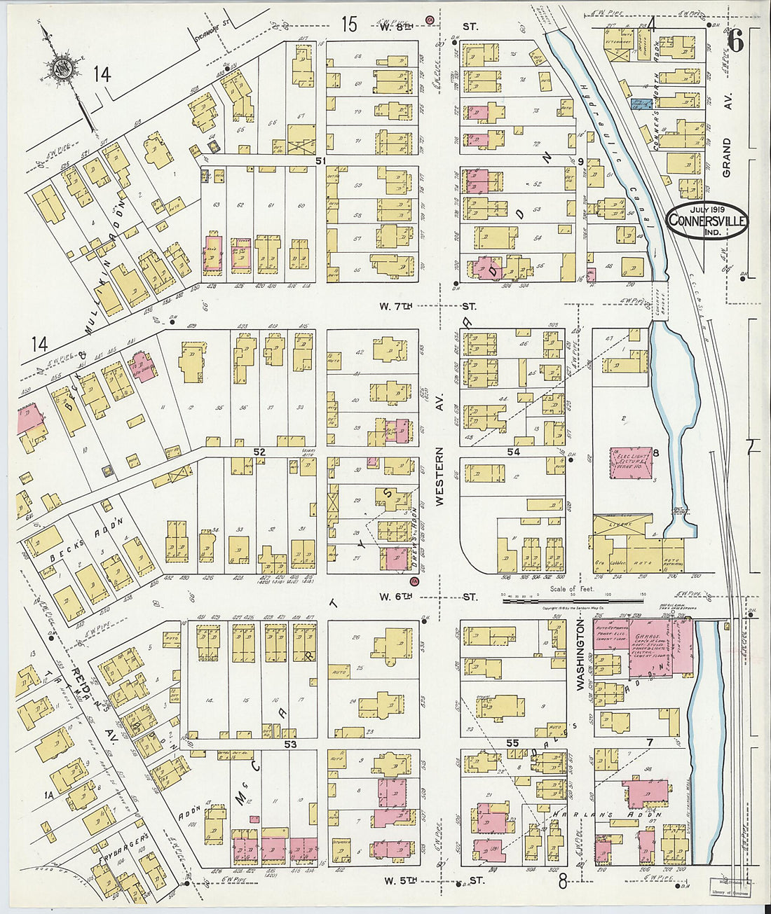 This old map of East Connersville, Fayette County, Indiana was created by Sanborn Map Company in 1919