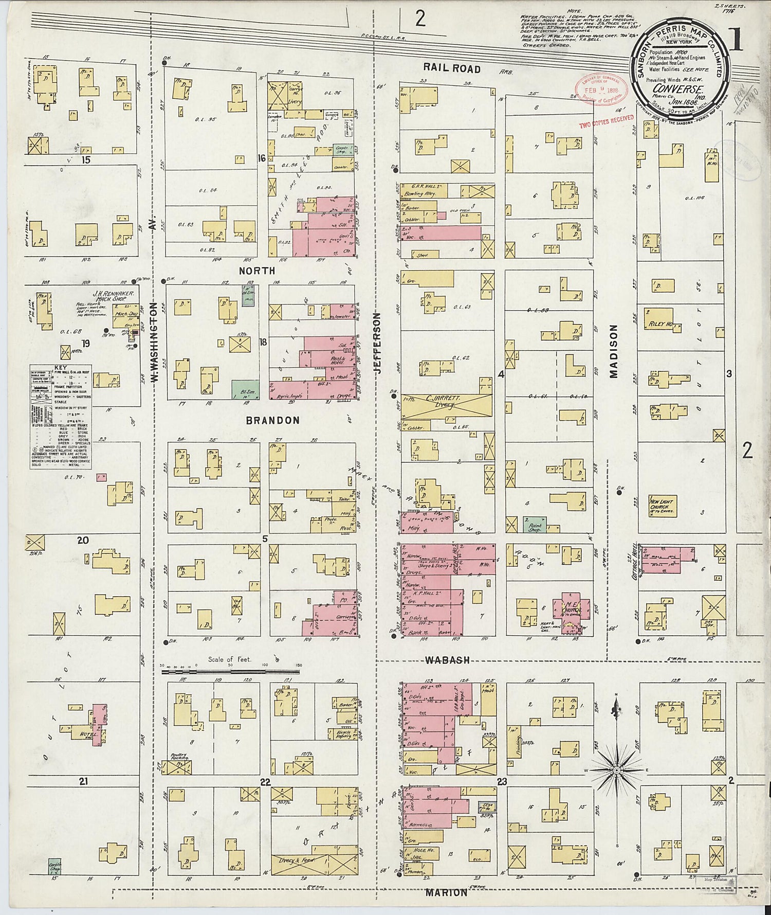 This old map of Converse, Miami County, Indiana was created by Sanborn Map Company in 1898