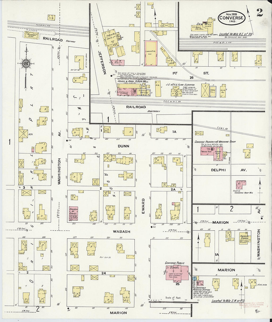 This old map of Converse, Miami County, Indiana was created by Sanborn Map Company in 1909