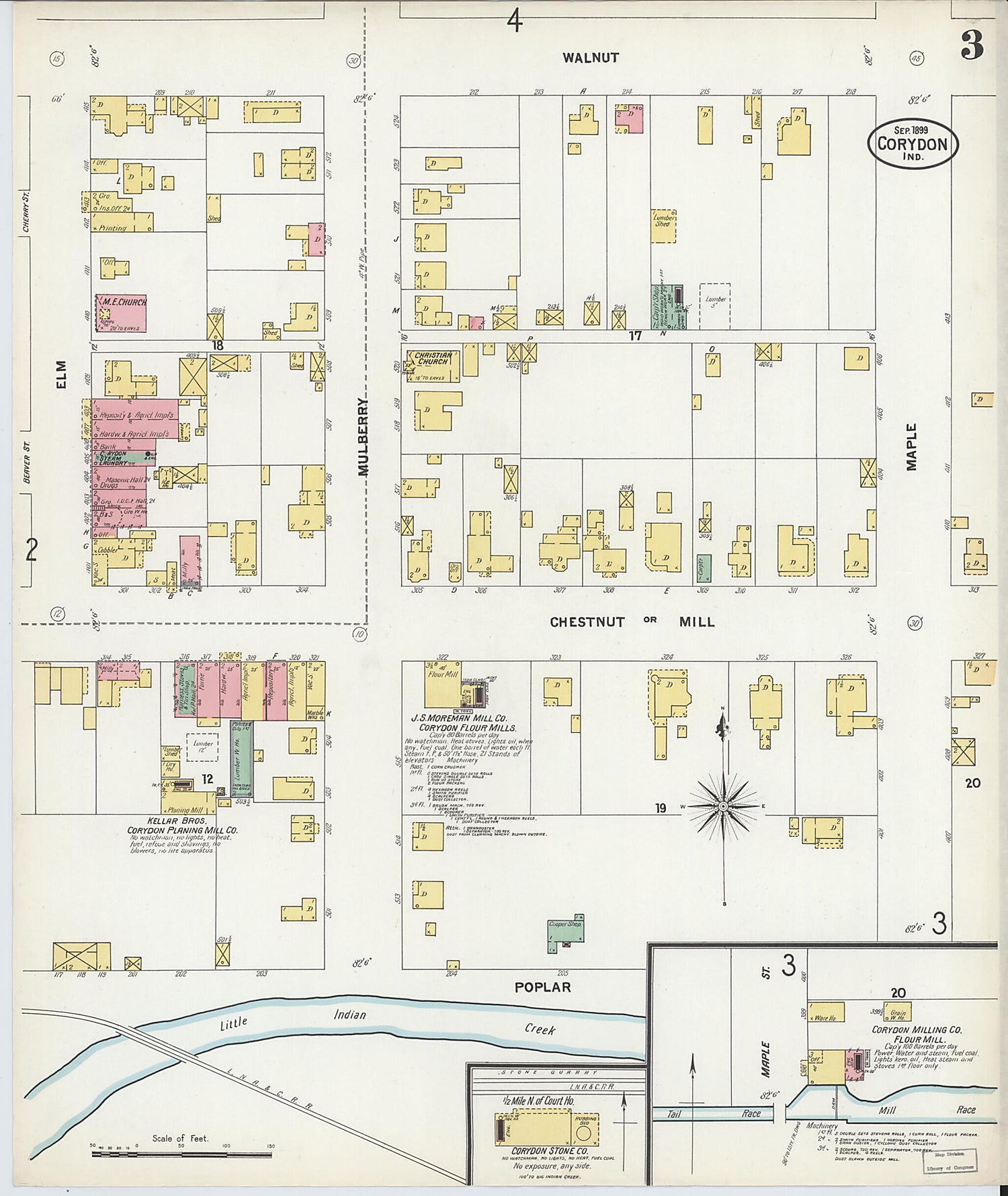 This old map of Corydon, Harrison County, Indiana was created by Sanborn Map Company in 1899