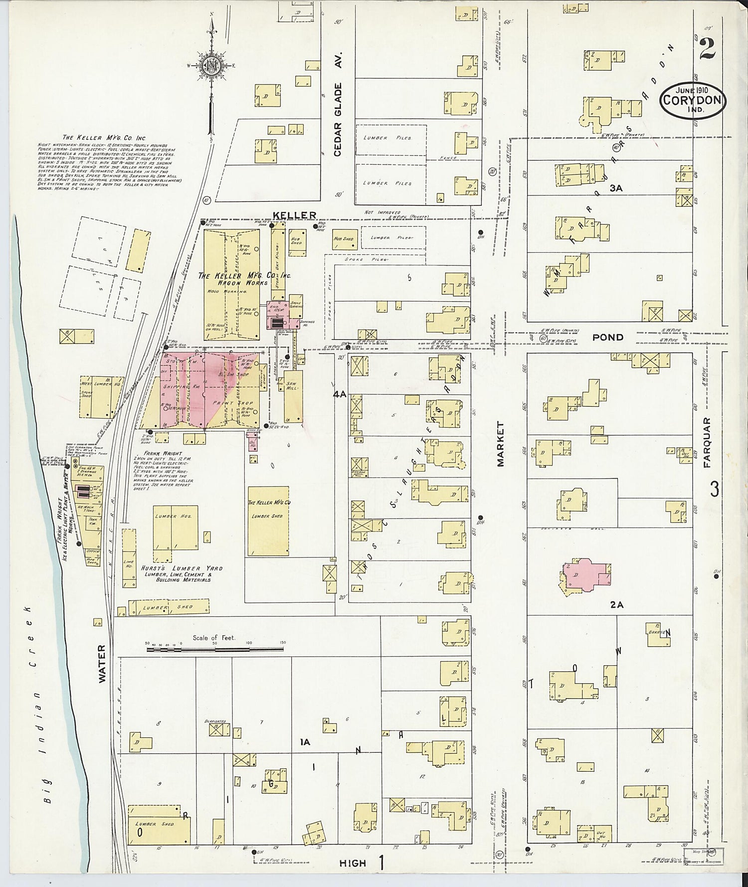 This old map of Corydon, Harrison County, Indiana was created by Sanborn Map Company in 1910