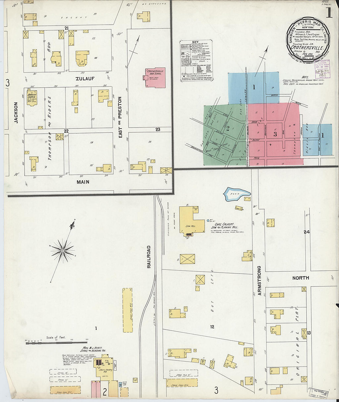 This old map of Crothersville, Jackson County, Indiana was created by Sanborn Map Company in 1901