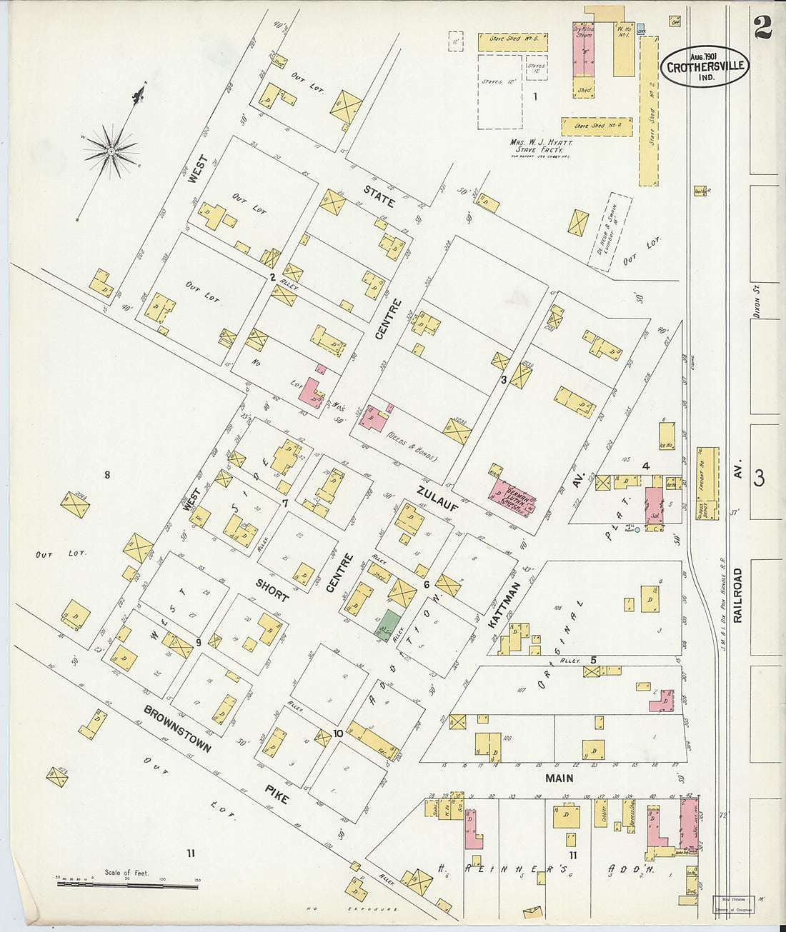 This old map of Crothersville, Jackson County, Indiana was created by Sanborn Map Company in 1901