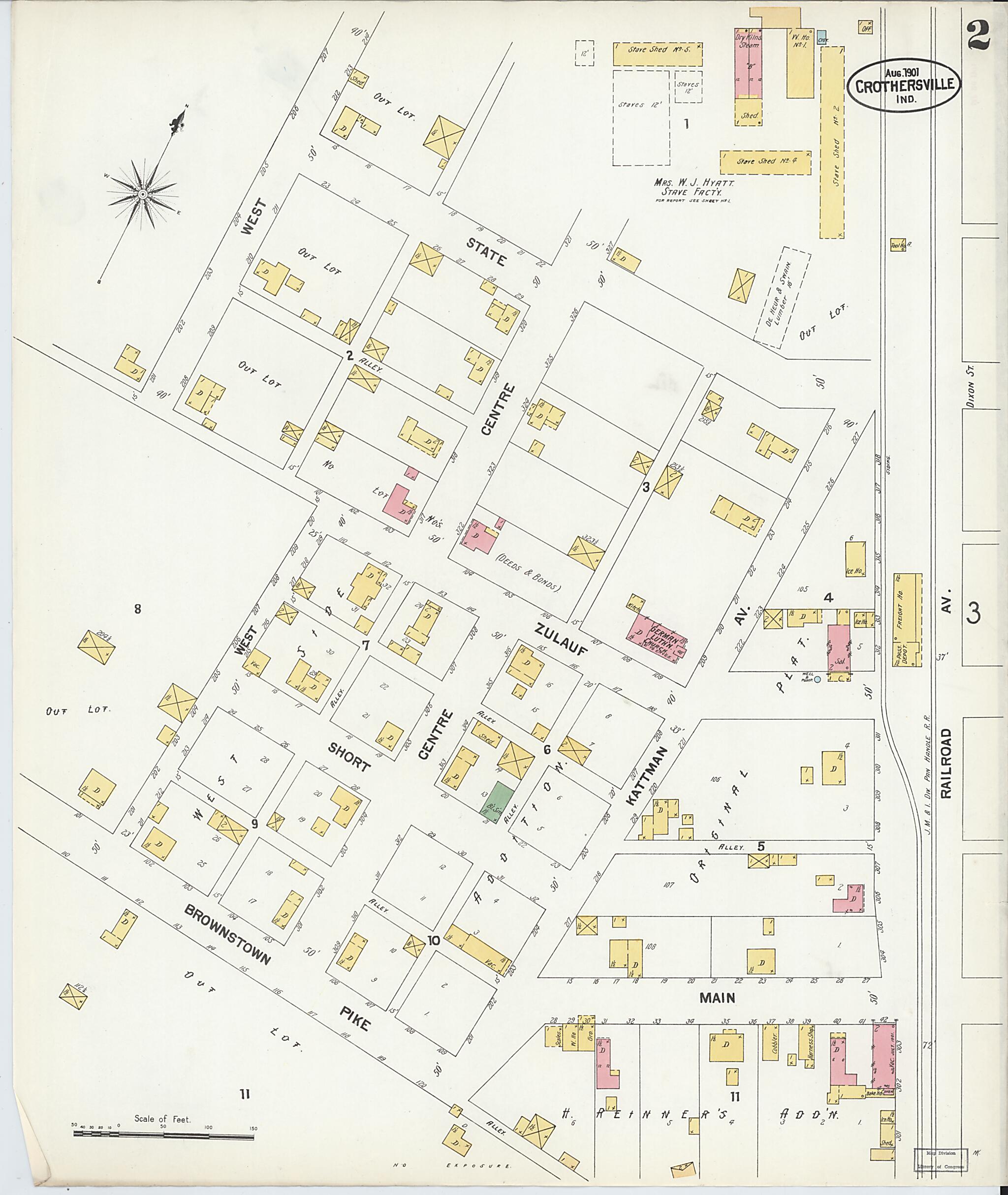 This old map of Crothersville, Jackson County, Indiana was created by Sanborn Map Company in 1901