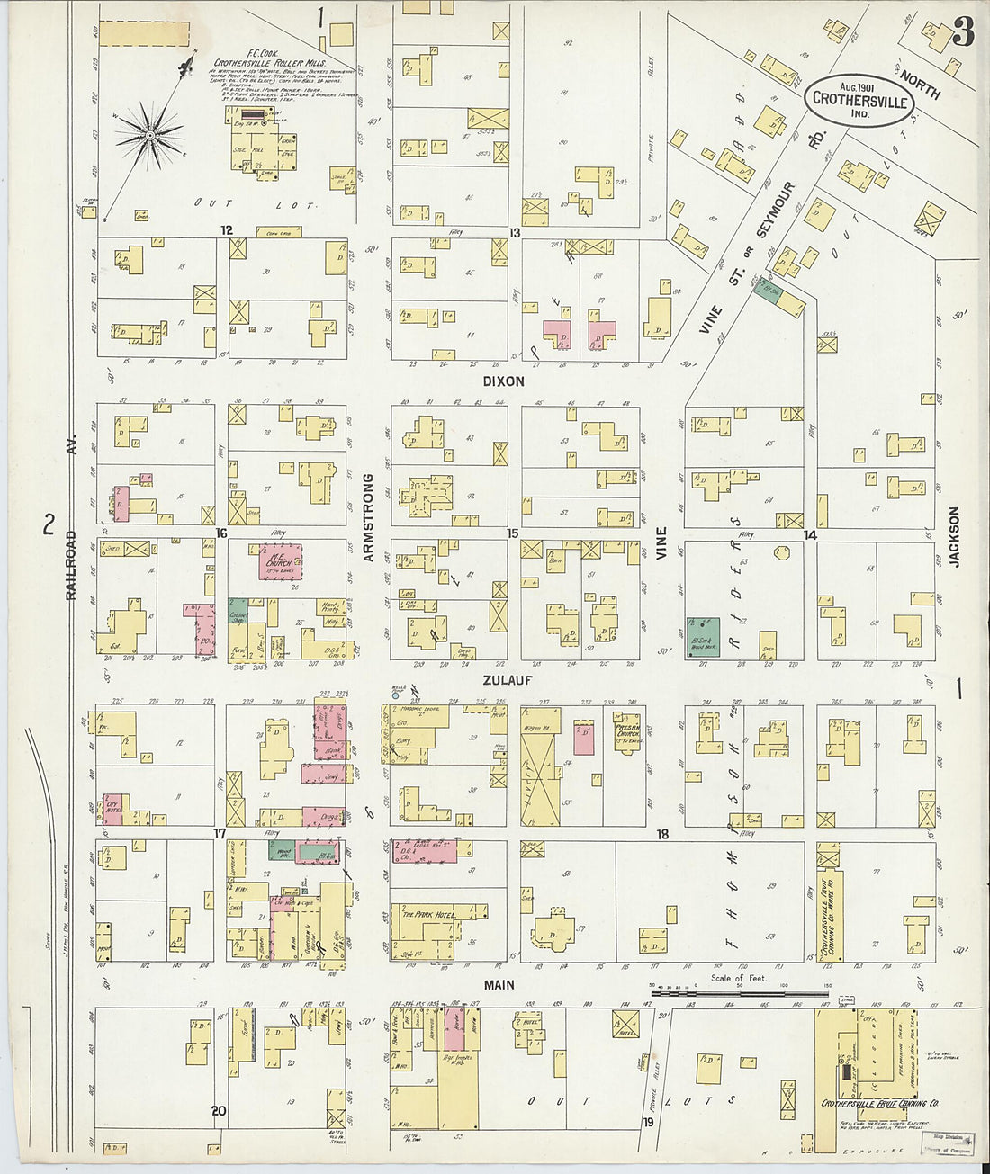 This old map of Crothersville, Jackson County, Indiana was created by Sanborn Map Company in 1901