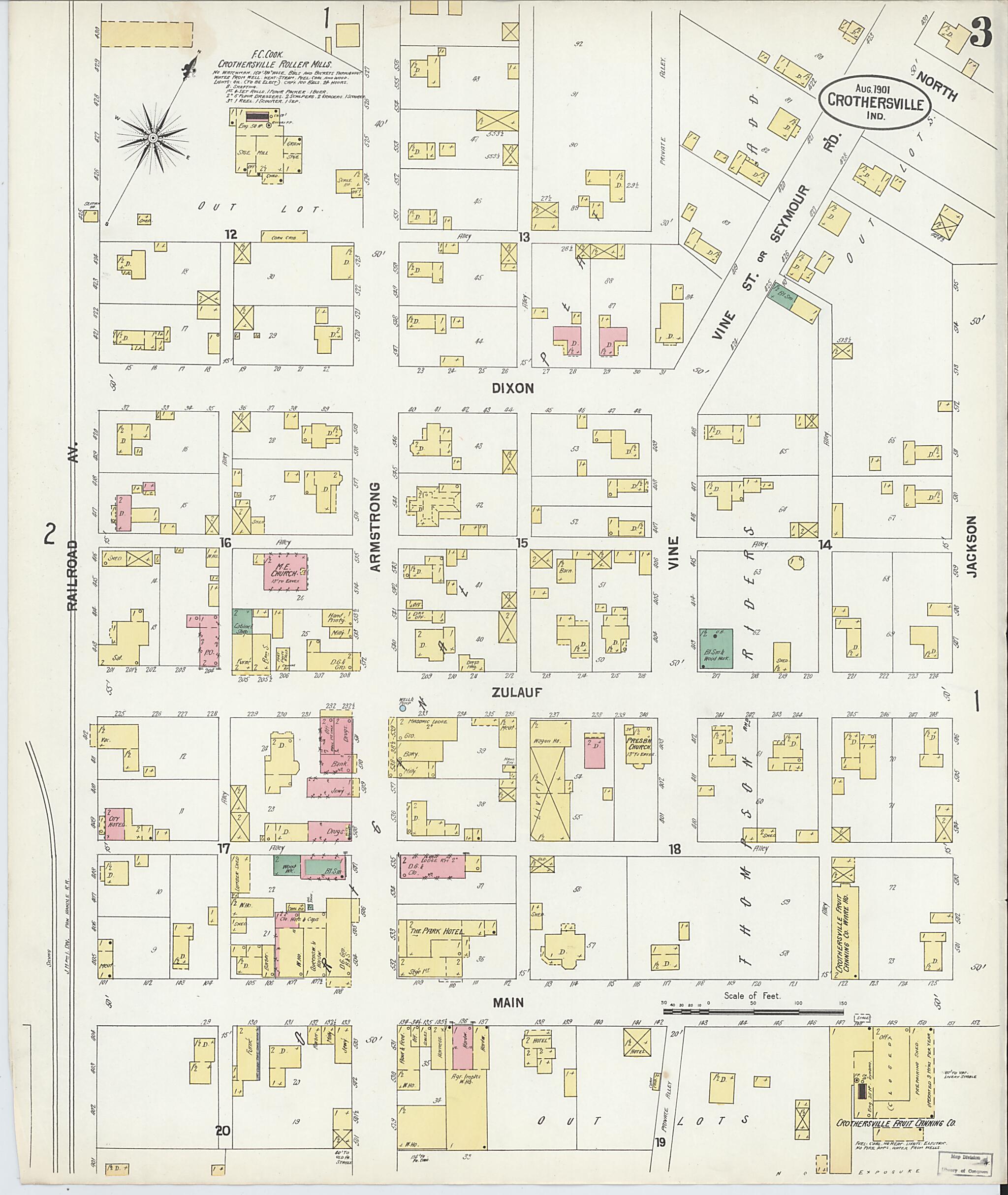 This old map of Crothersville, Jackson County, Indiana was created by Sanborn Map Company in 1901