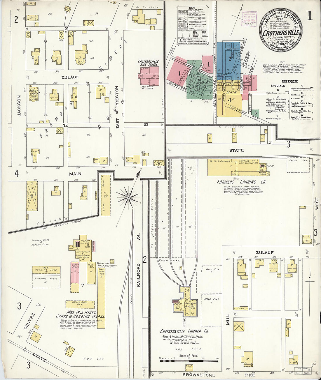 This old map of Crothersville, Jackson County, Indiana was created by Sanborn Map Company in 1906