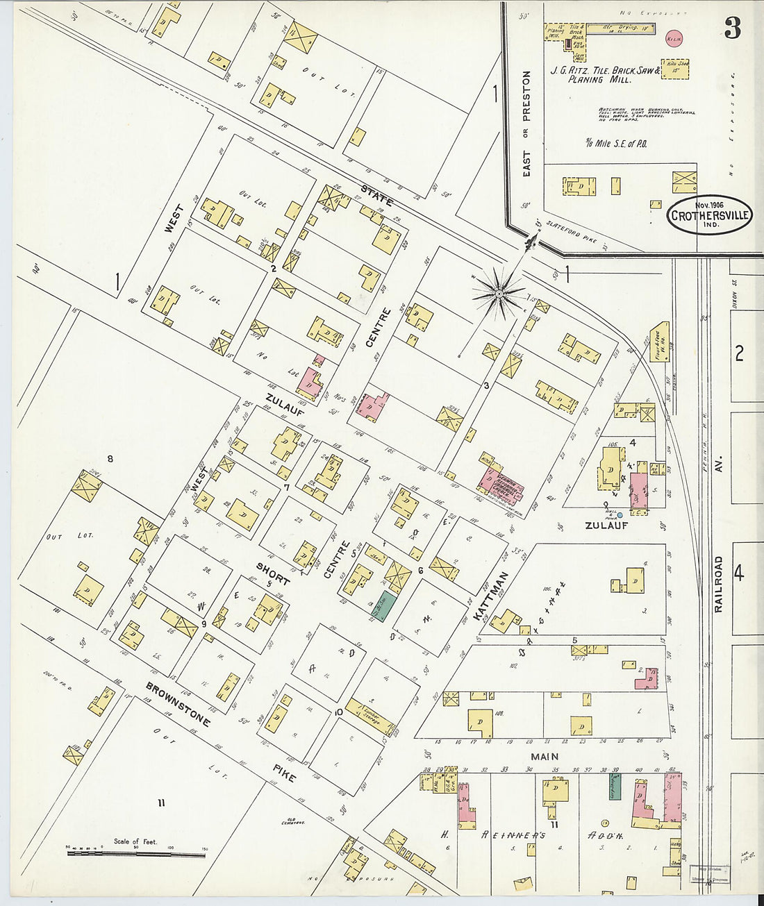 This old map of Crothersville, Jackson County, Indiana was created by Sanborn Map Company in 1906