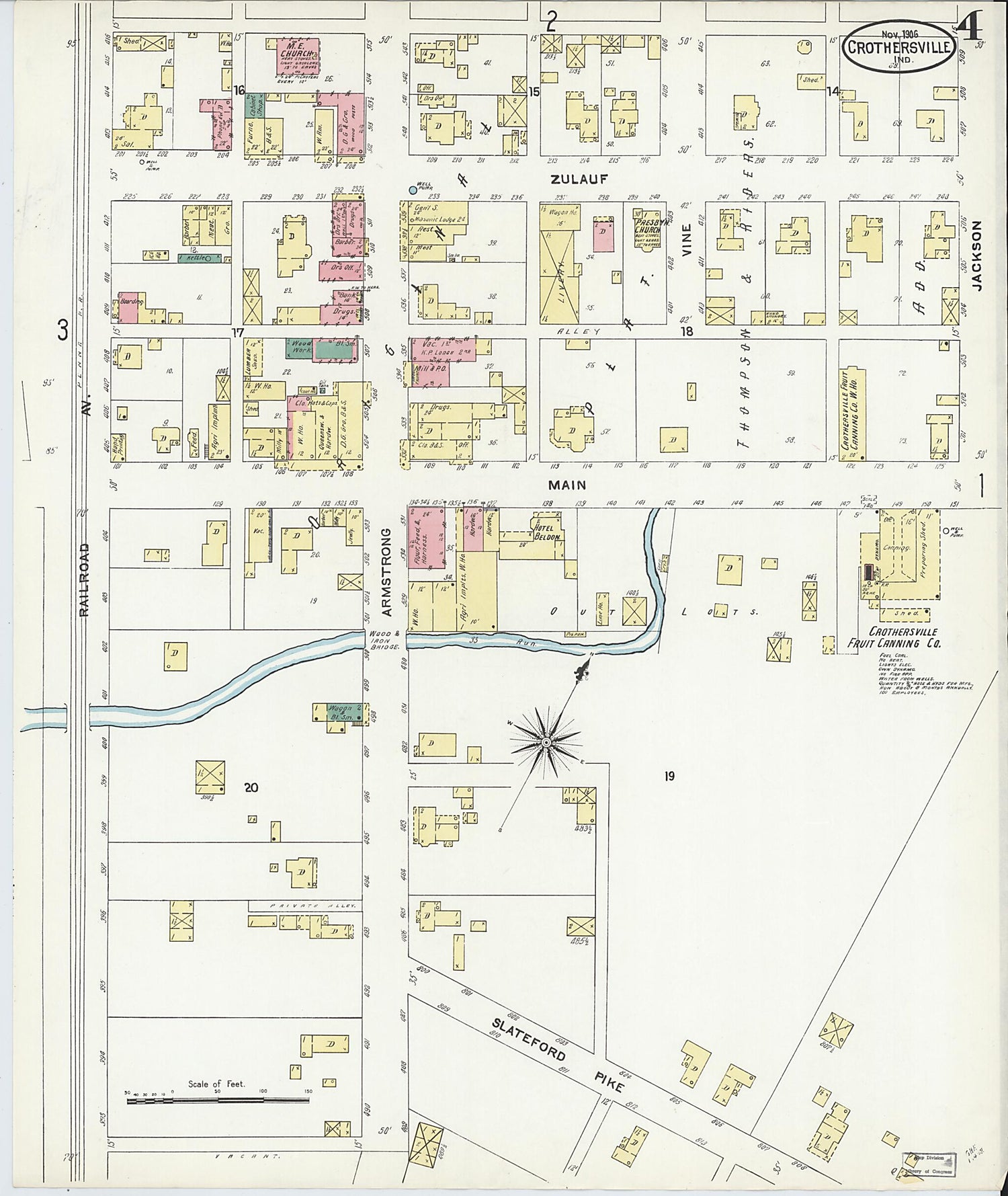 This old map of Crothersville, Jackson County, Indiana was created by Sanborn Map Company in 1906