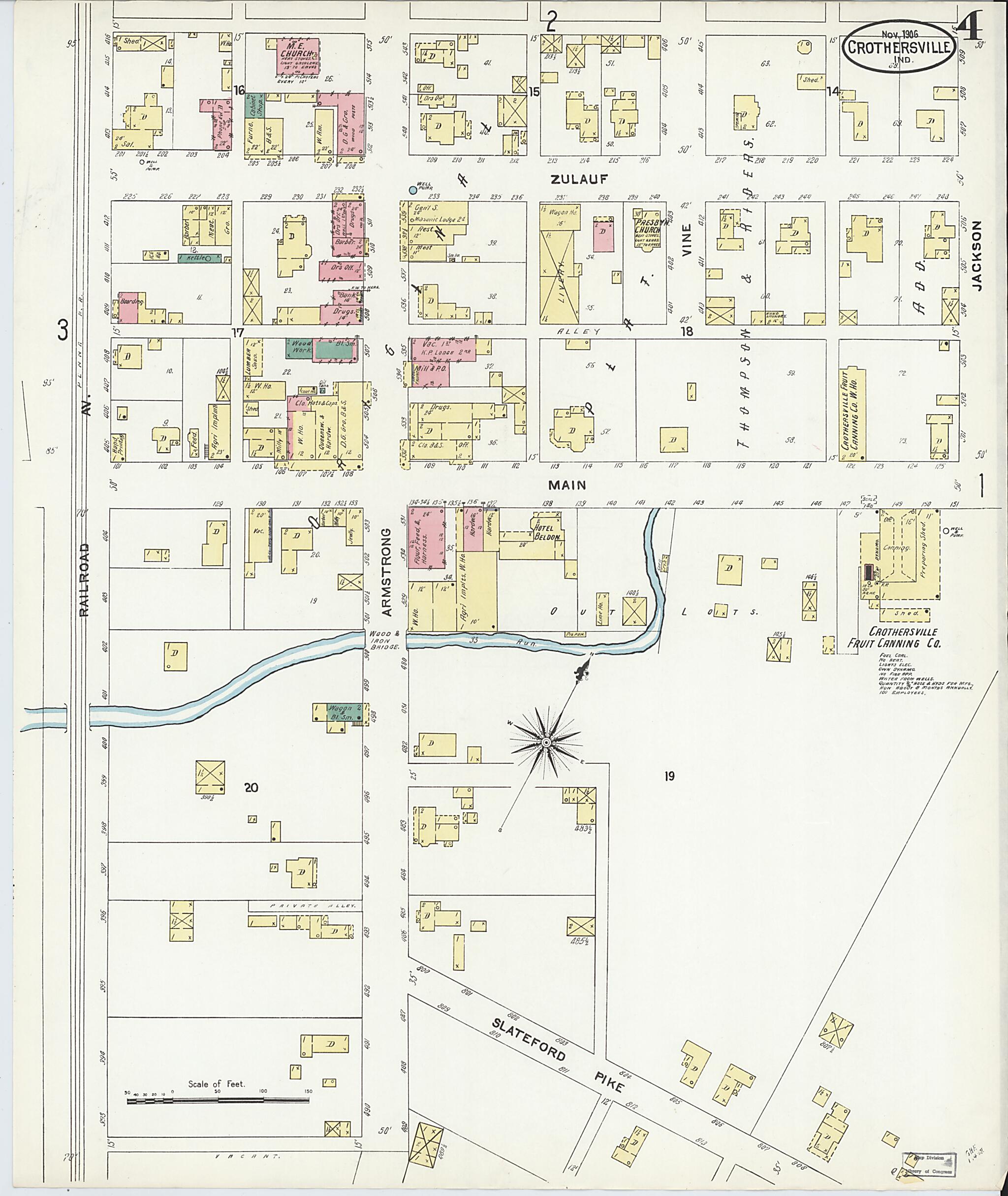 This old map of Crothersville, Jackson County, Indiana was created by Sanborn Map Company in 1906