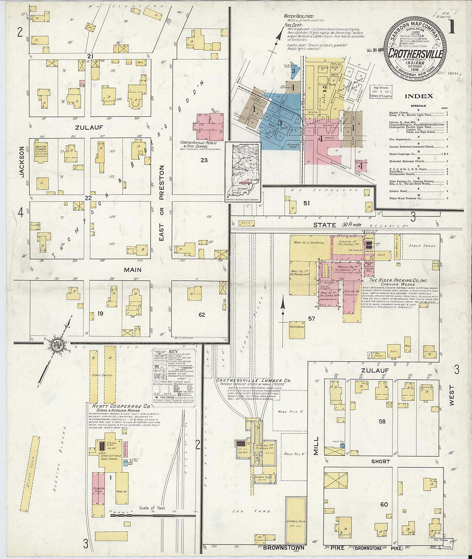 This old map of Crothersville, Jackson County, Indiana was created by Sanborn Map Company in 1916