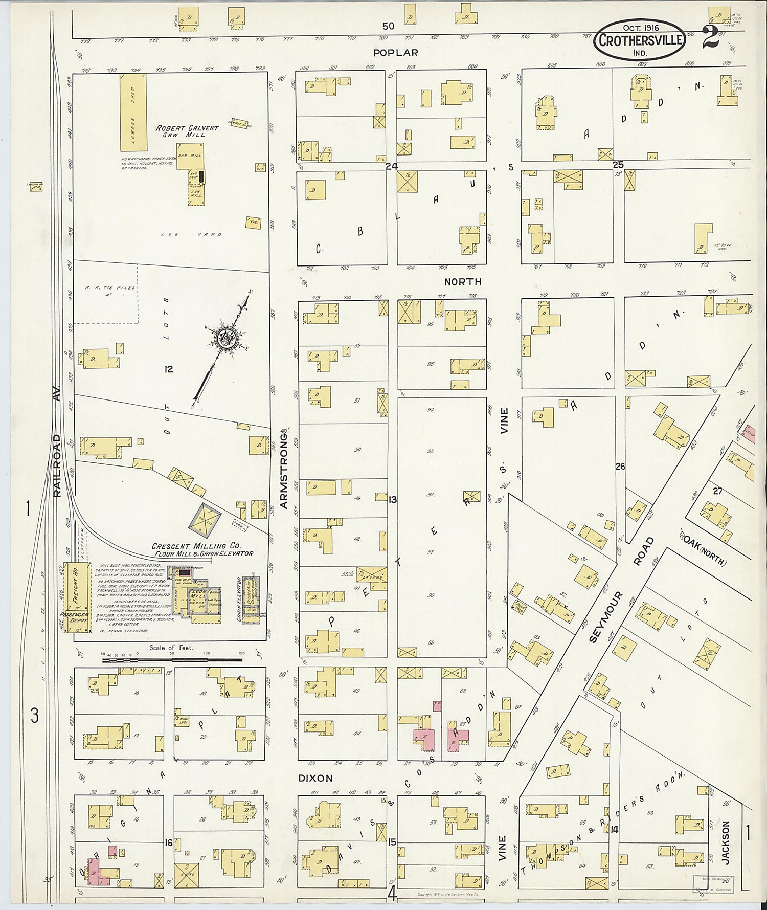 This old map of Crothersville, Jackson County, Indiana was created by Sanborn Map Company in 1916