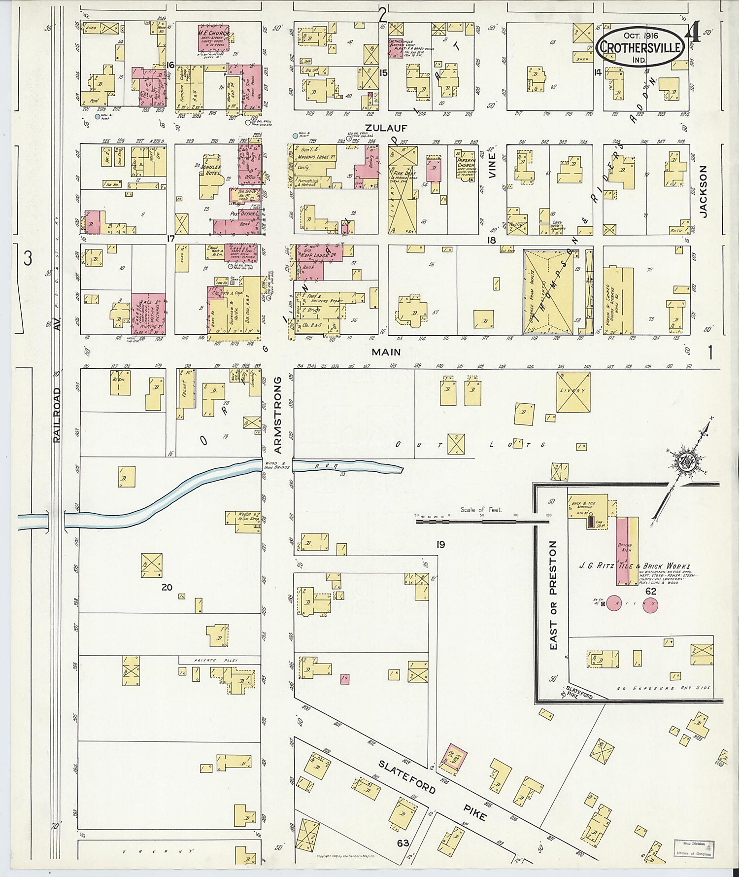 This old map of Crothersville, Jackson County, Indiana was created by Sanborn Map Company in 1916