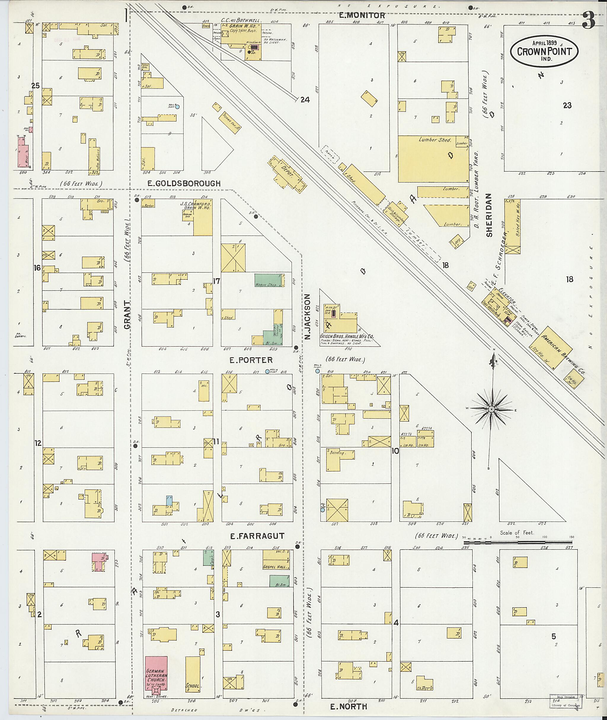 This old map of Crown Point, Lake County, Indiana was created by Sanborn Map Company in 1899