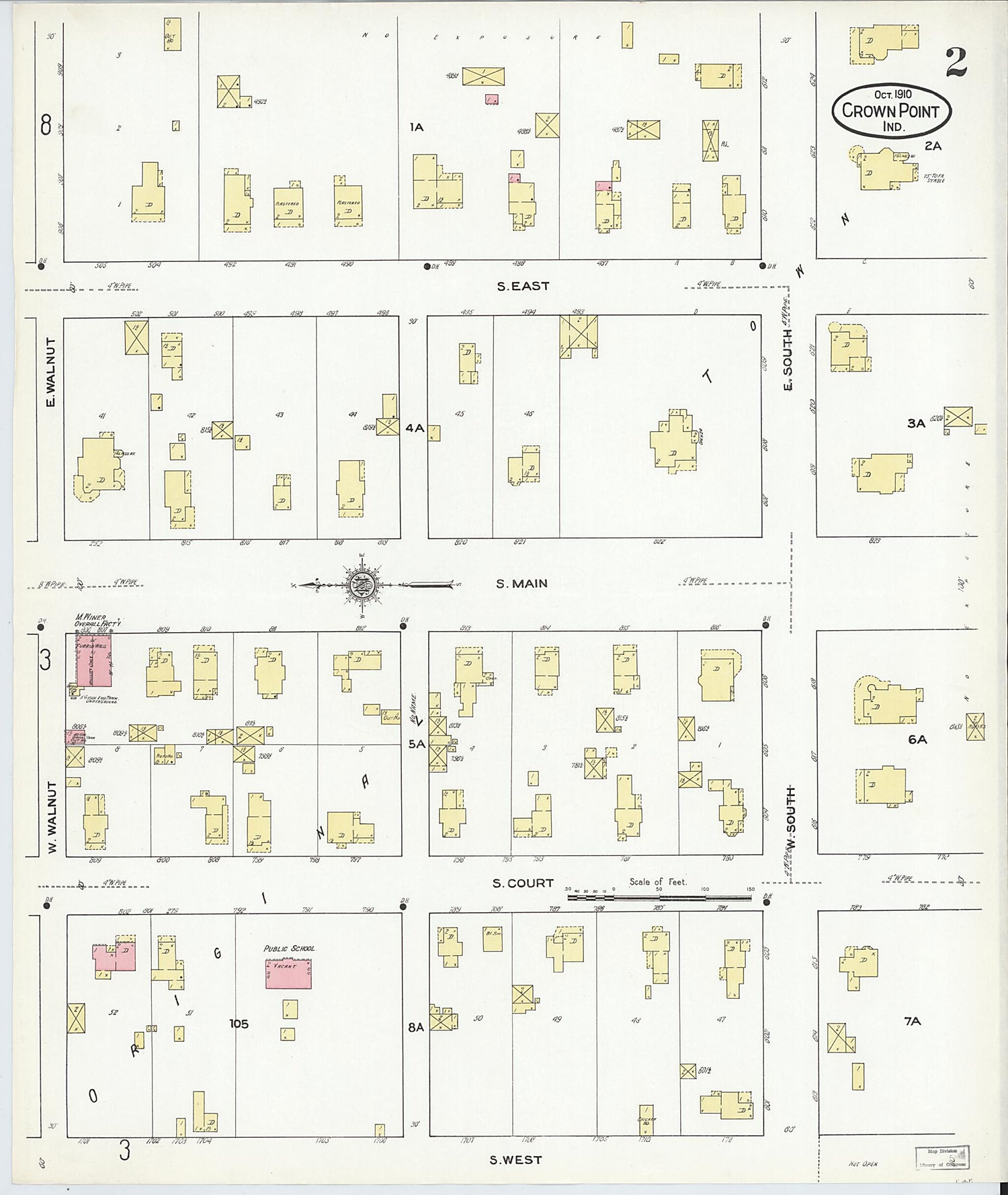 This old map of Crown Point, Lake County, Indiana was created by Sanborn Map Company in 1910