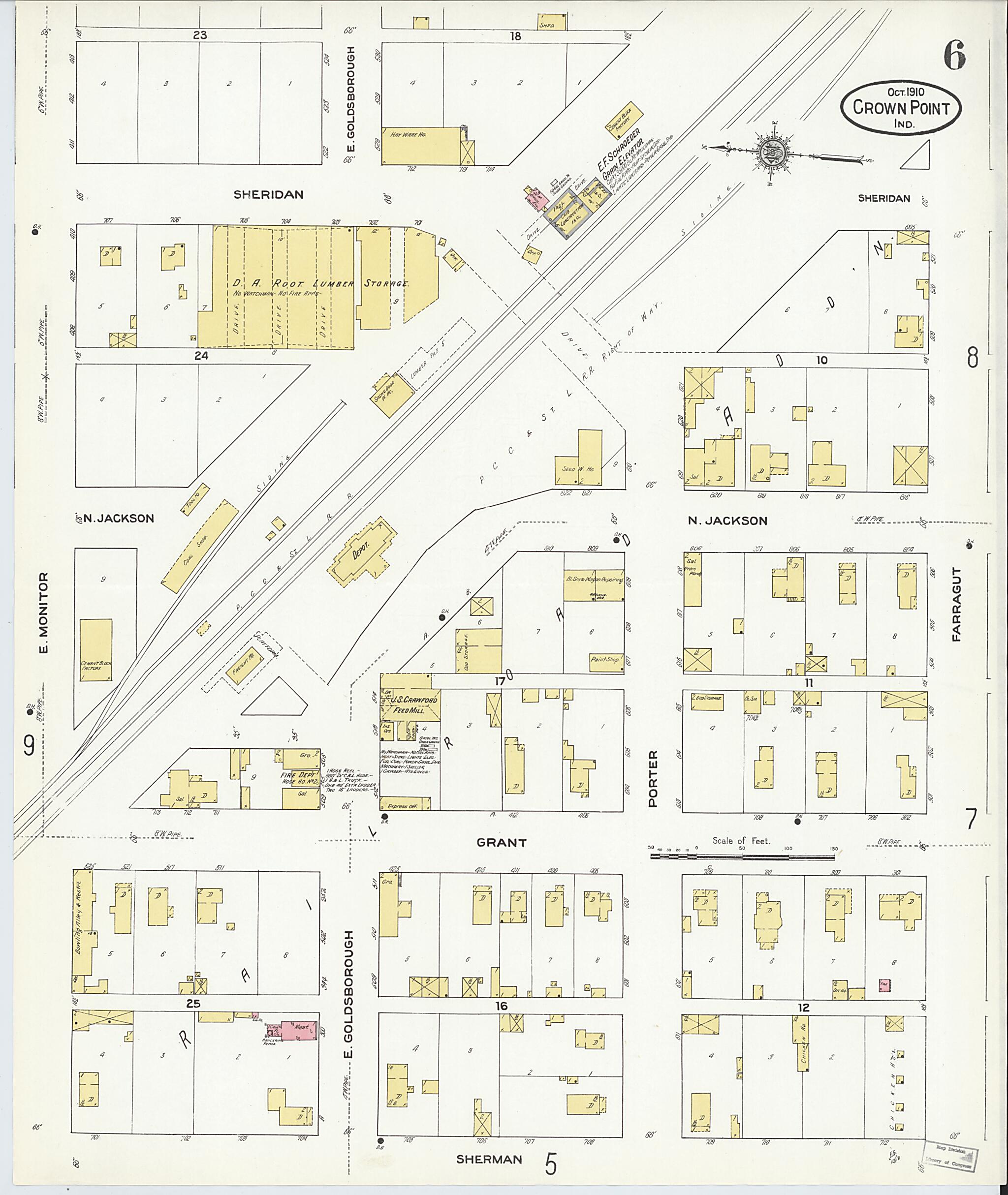 This old map of Crown Point, Lake County, Indiana was created by Sanborn Map Company in 1910