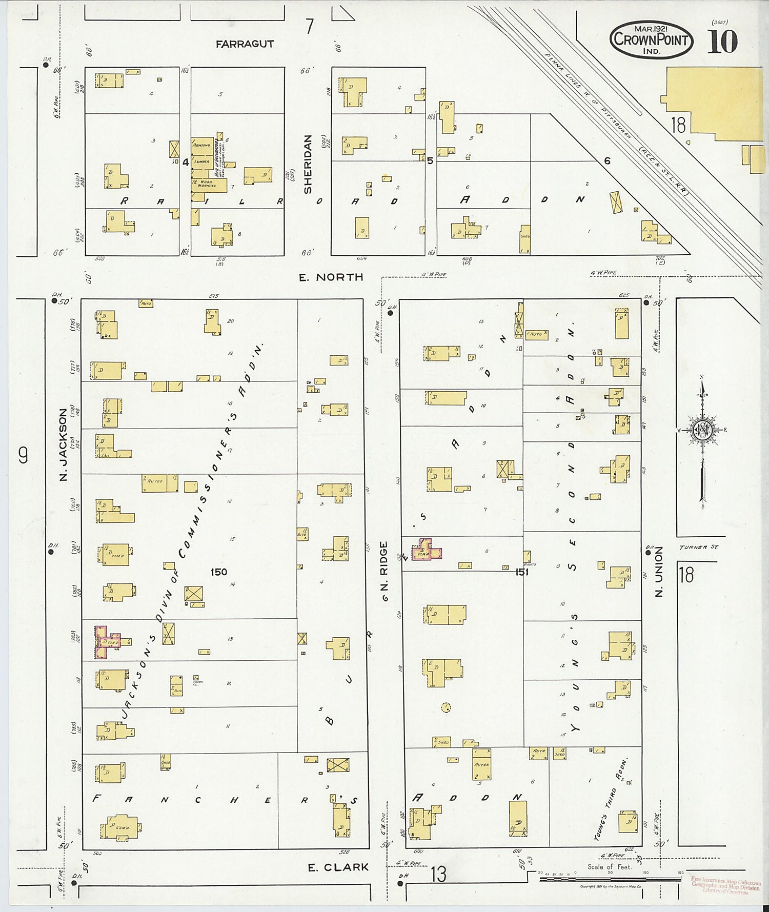 This old map of Crown Point, Lake County, Indiana was created by Sanborn Map Company in 1921