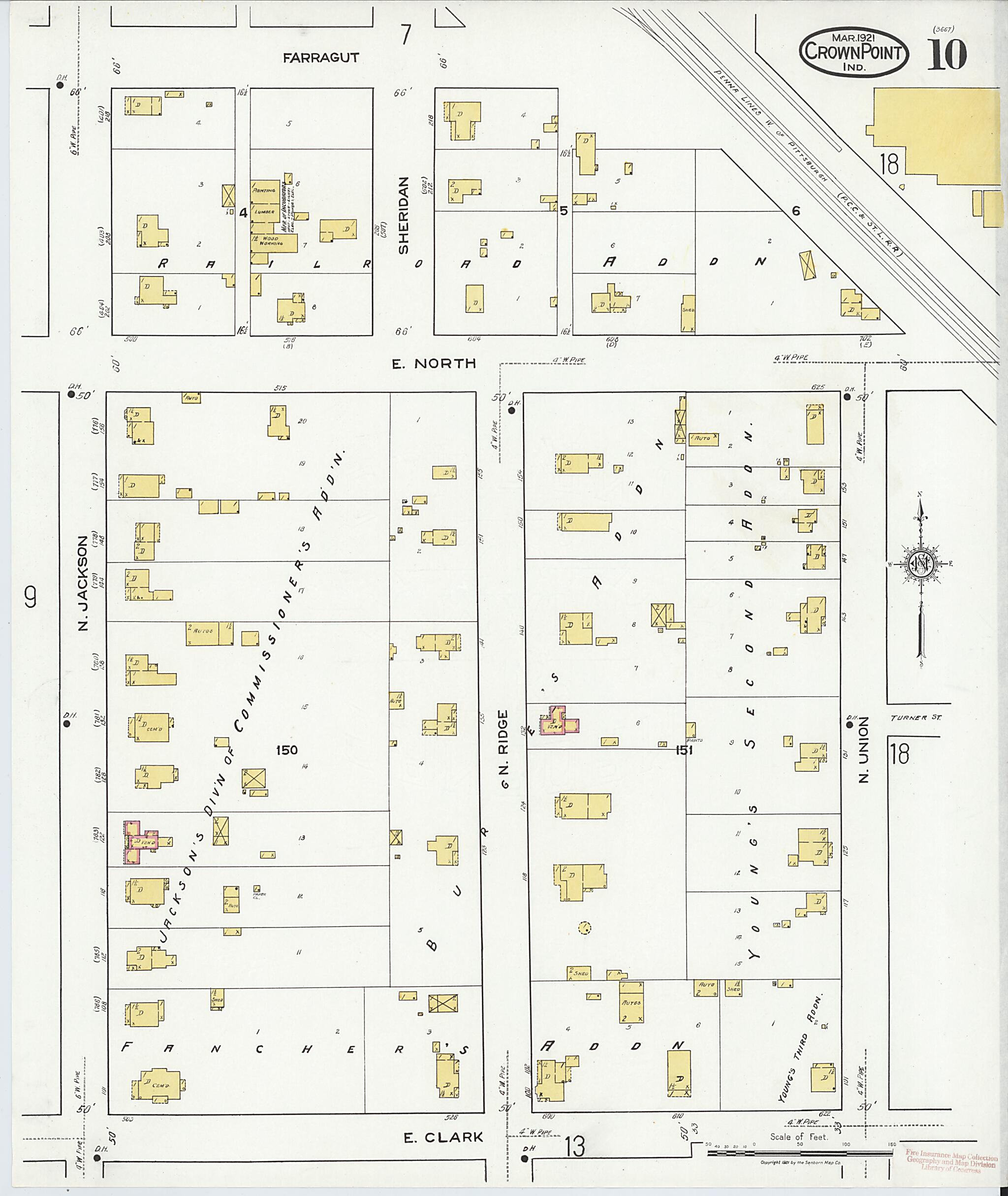 This old map of Crown Point, Lake County, Indiana was created by Sanborn Map Company in 1921