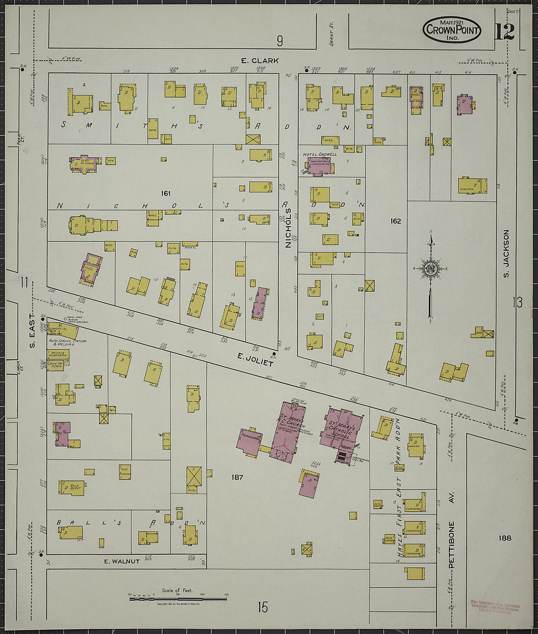 This old map of Crown Point, Lake County, Indiana was created by Sanborn Map Company in 1921