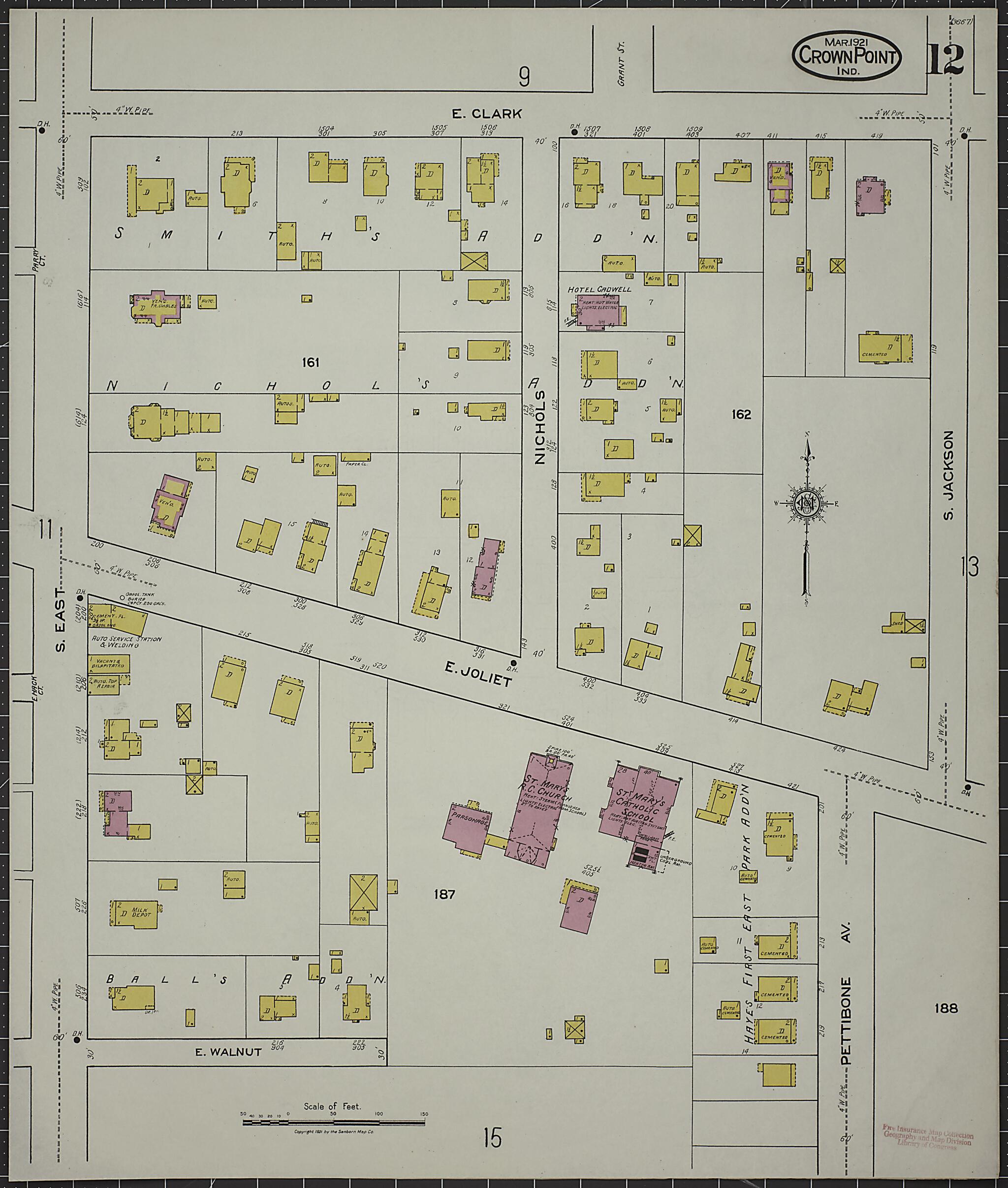 This old map of Crown Point, Lake County, Indiana was created by Sanborn Map Company in 1921