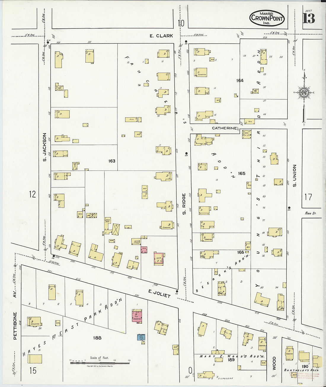 This old map of Crown Point, Lake County, Indiana was created by Sanborn Map Company in 1921