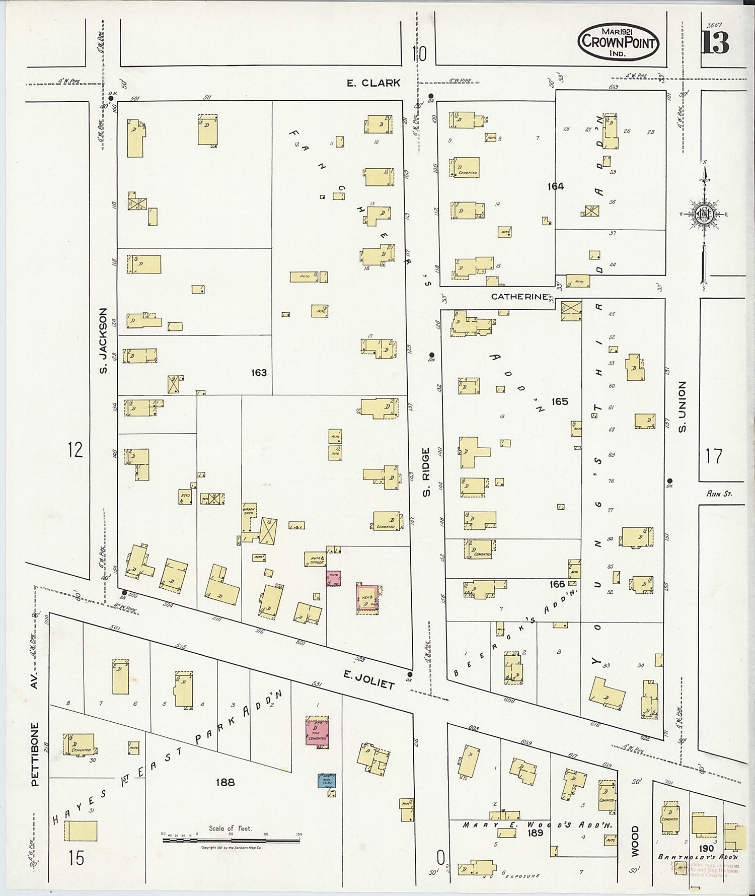 This old map of Crown Point, Lake County, Indiana was created by Sanborn Map Company in 1921