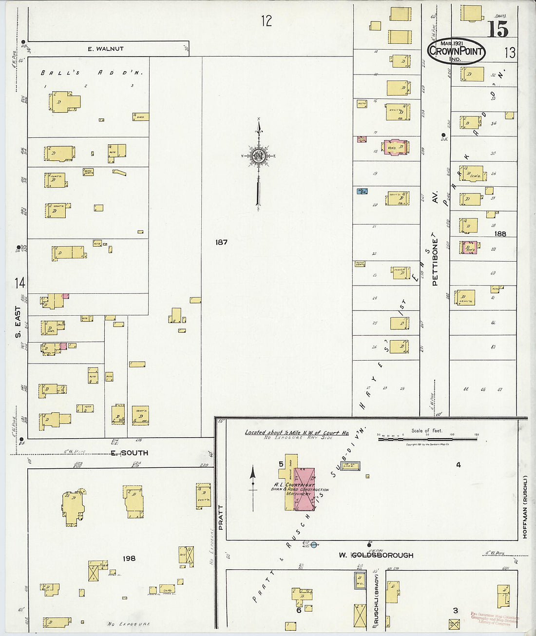 This old map of Crown Point, Lake County, Indiana was created by Sanborn Map Company in 1921