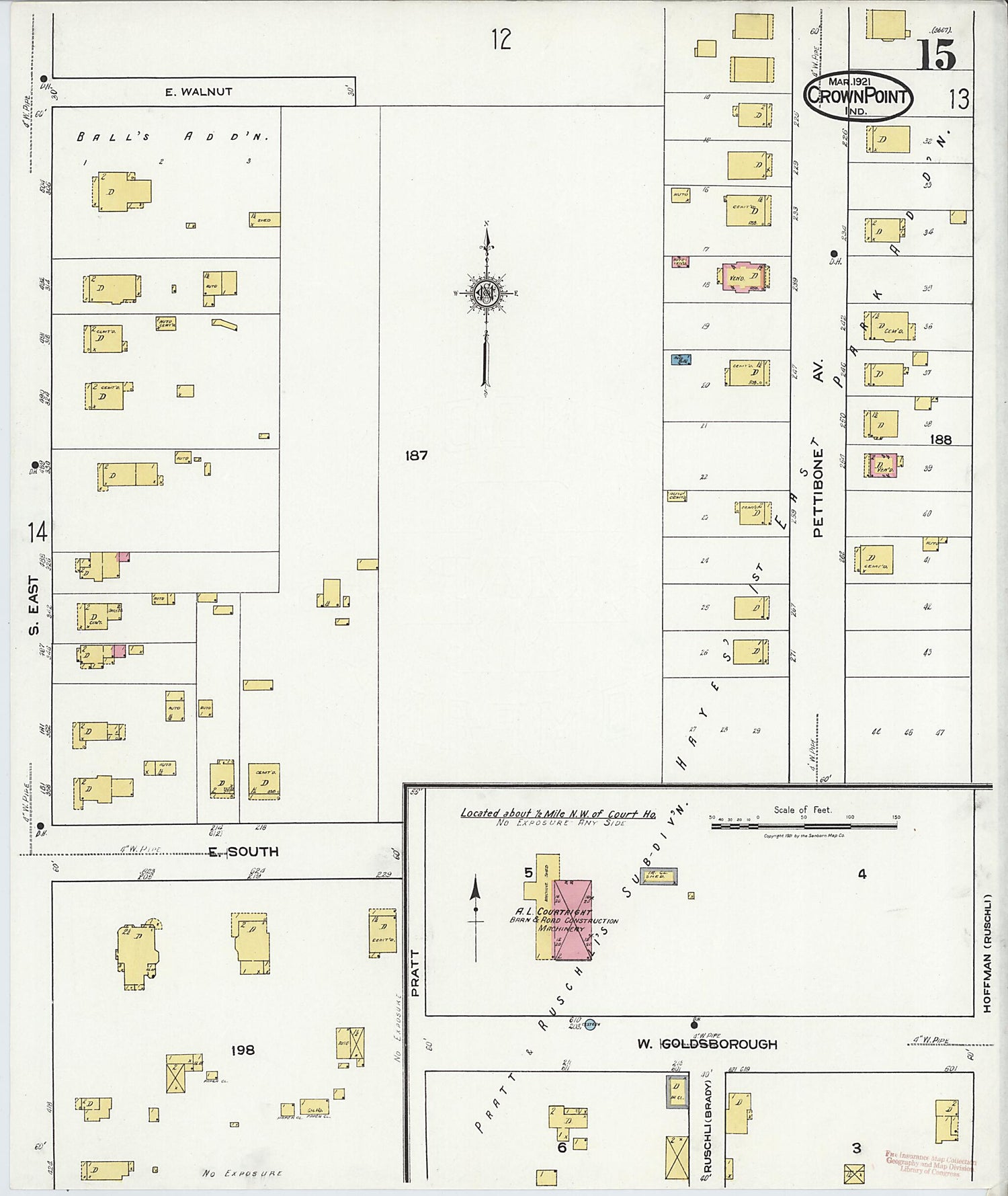 This old map of Crown Point, Lake County, Indiana was created by Sanborn Map Company in 1921