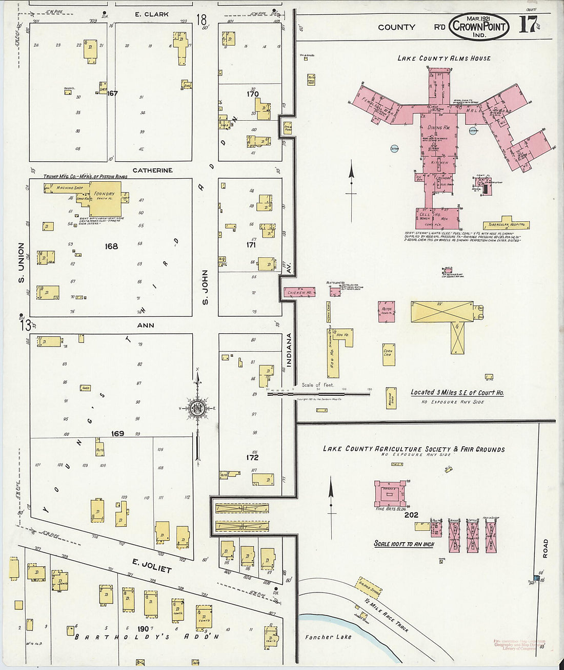 This old map of Crown Point, Lake County, Indiana was created by Sanborn Map Company in 1921