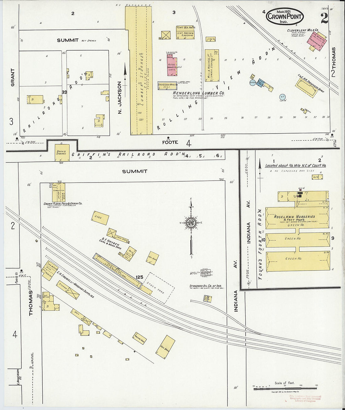 This old map of Crown Point, Lake County, Indiana was created by Sanborn Map Company in 1921