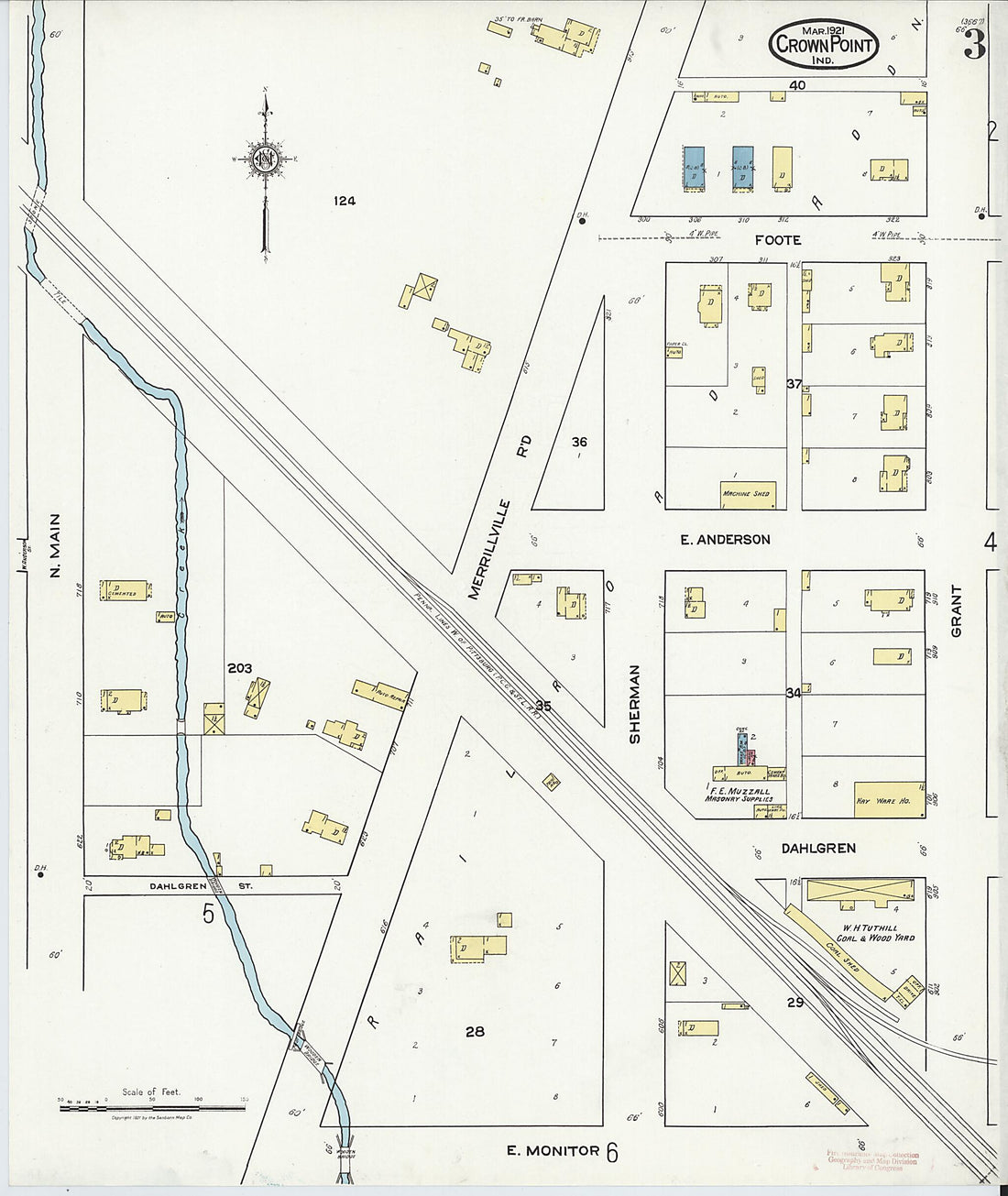 This old map of Crown Point, Lake County, Indiana was created by Sanborn Map Company in 1921