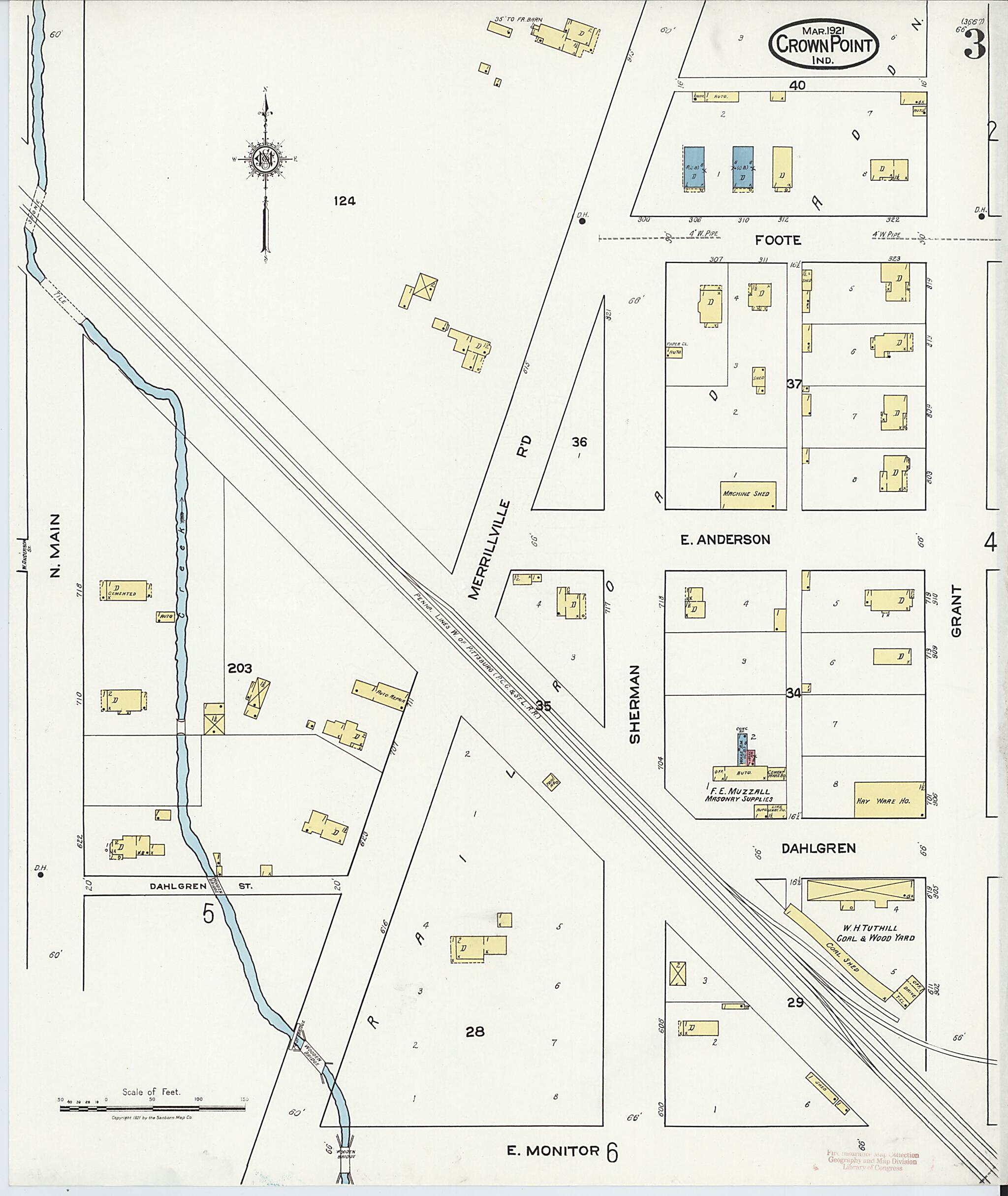 This old map of Crown Point, Lake County, Indiana was created by Sanborn Map Company in 1921