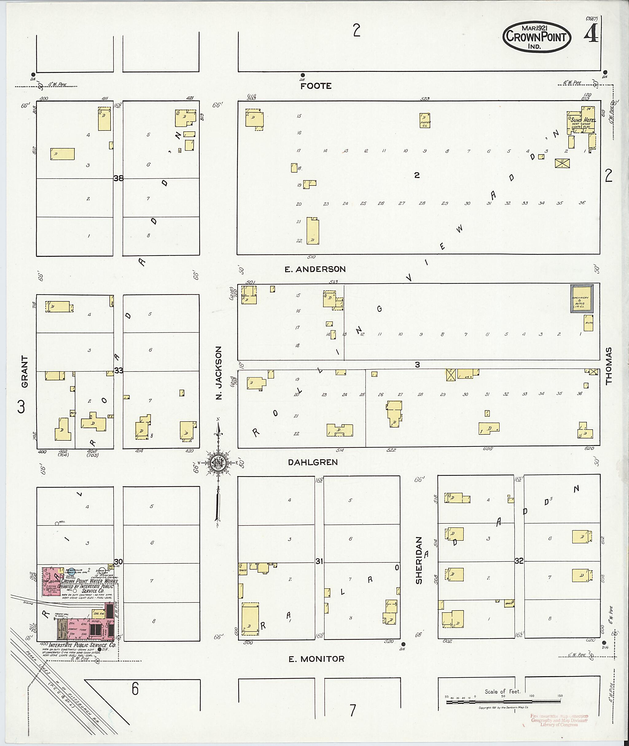 This old map of Crown Point, Lake County, Indiana was created by Sanborn Map Company in 1921