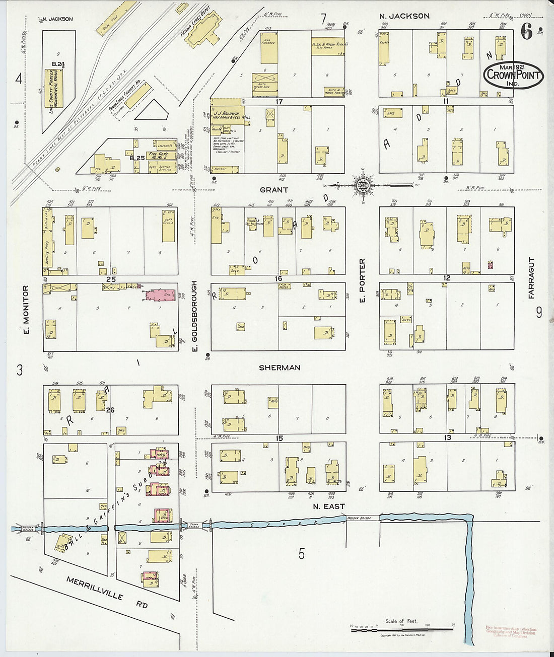 This old map of Crown Point, Lake County, Indiana was created by Sanborn Map Company in 1921