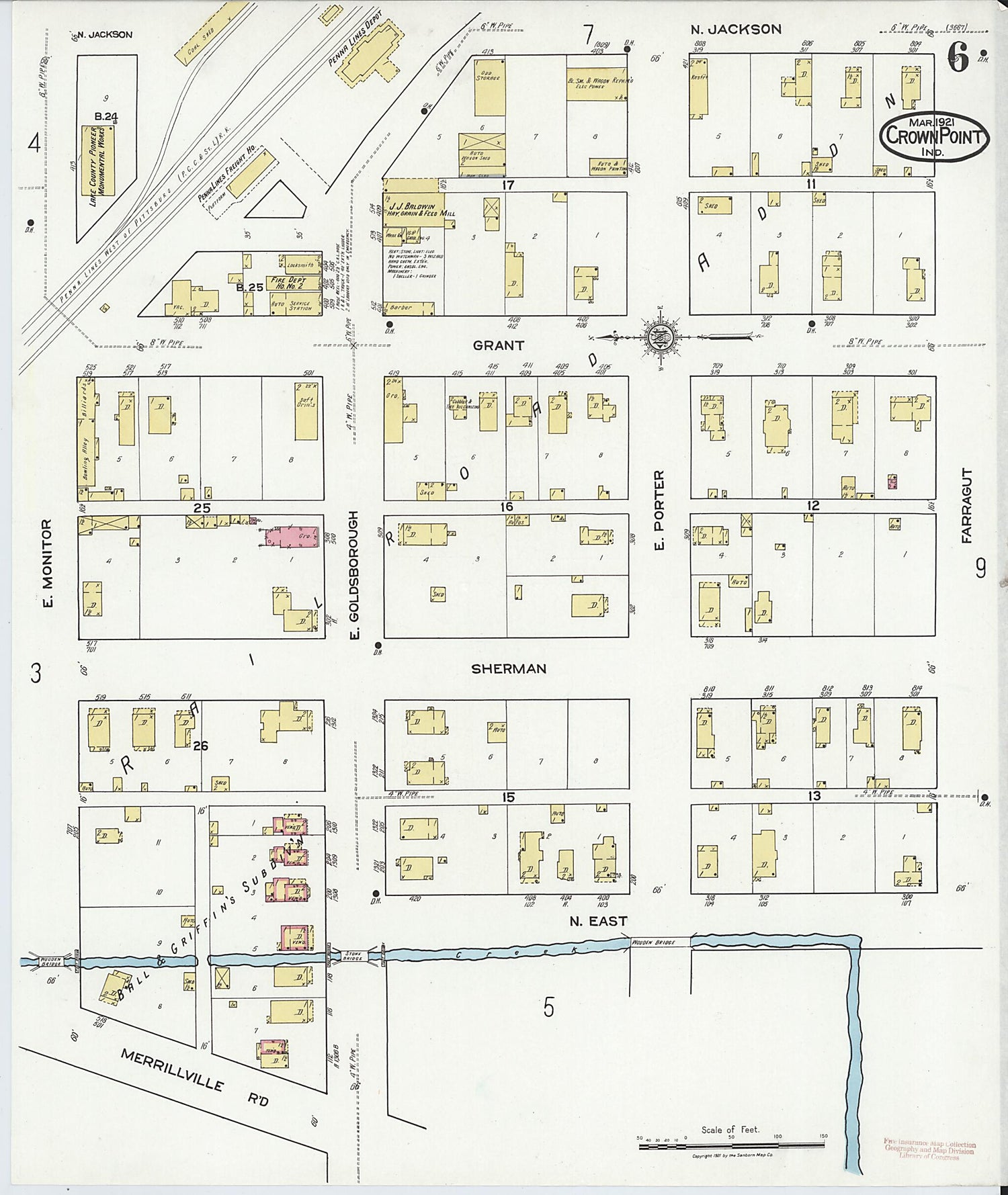 This old map of Crown Point, Lake County, Indiana was created by Sanborn Map Company in 1921