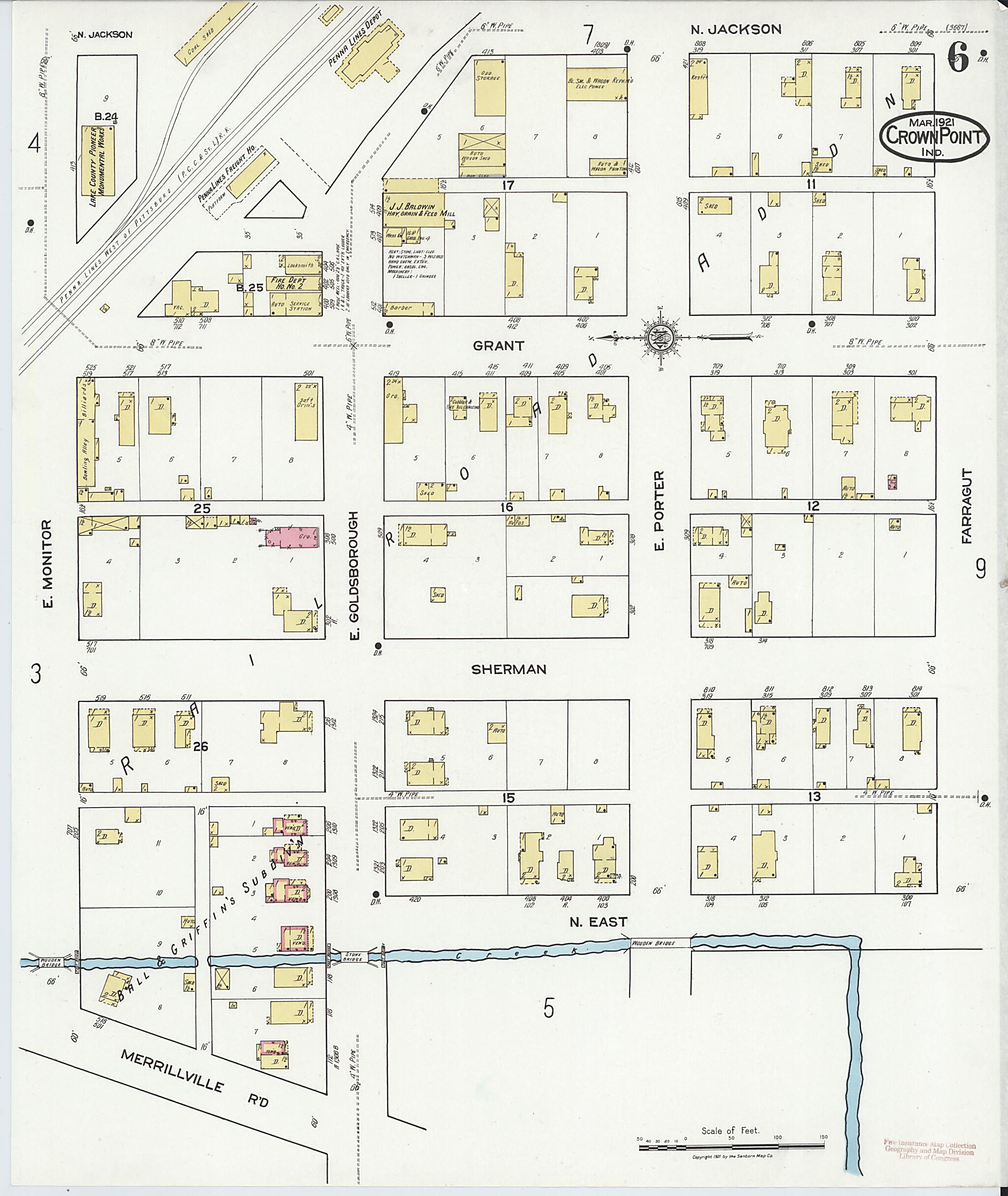 This old map of Crown Point, Lake County, Indiana was created by Sanborn Map Company in 1921