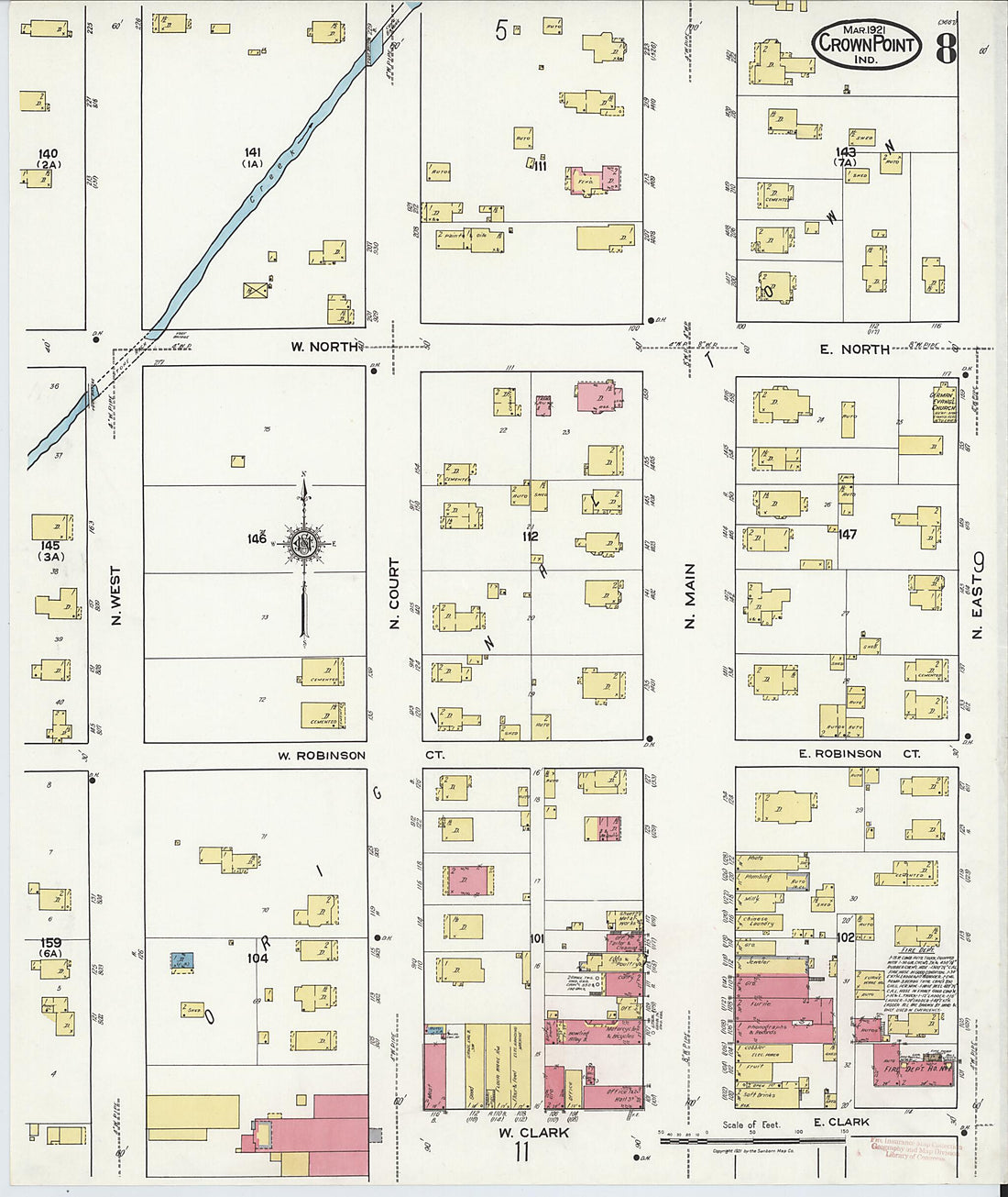 This old map of Crown Point, Lake County, Indiana was created by Sanborn Map Company in 1921