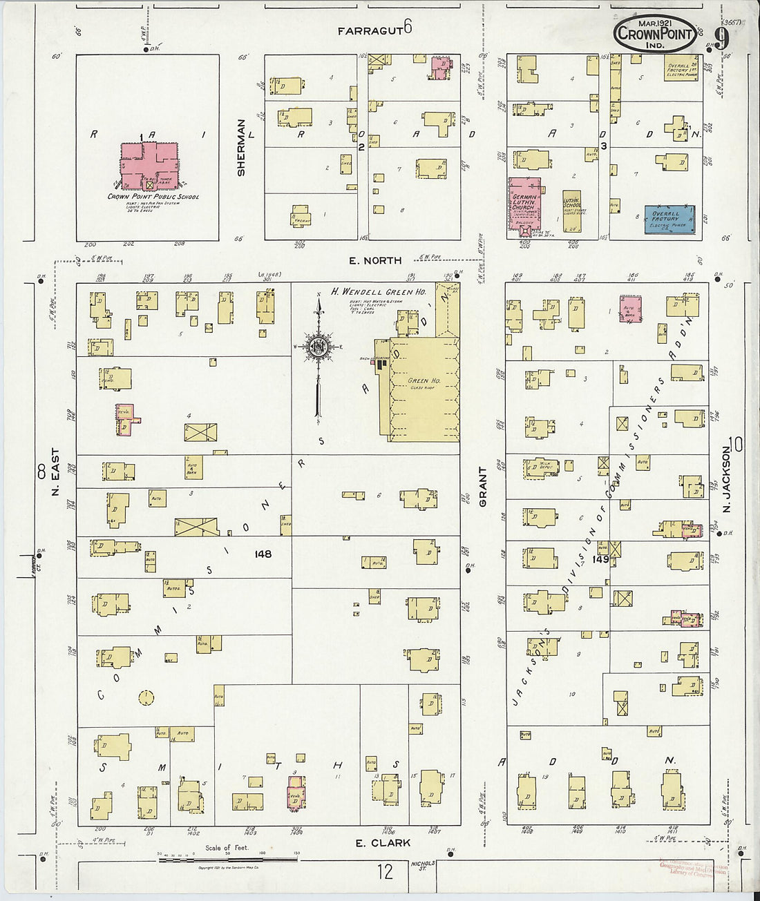 This old map of Crown Point, Lake County, Indiana was created by Sanborn Map Company in 1921