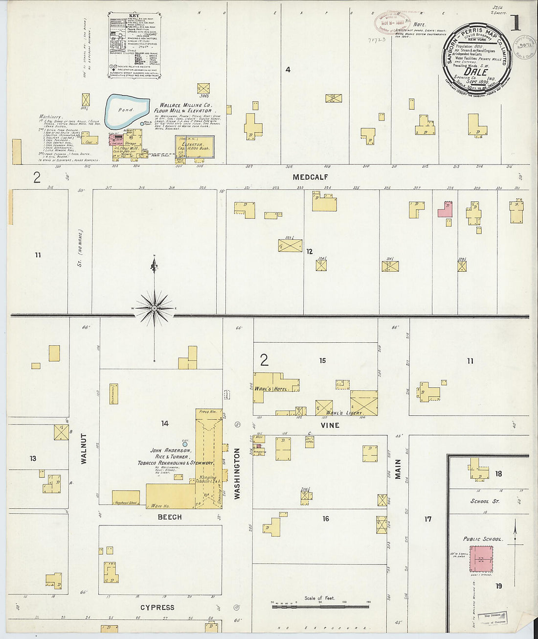 This old map of Dale, Spencer County, Indiana was created by Sanborn Map Company in 1899