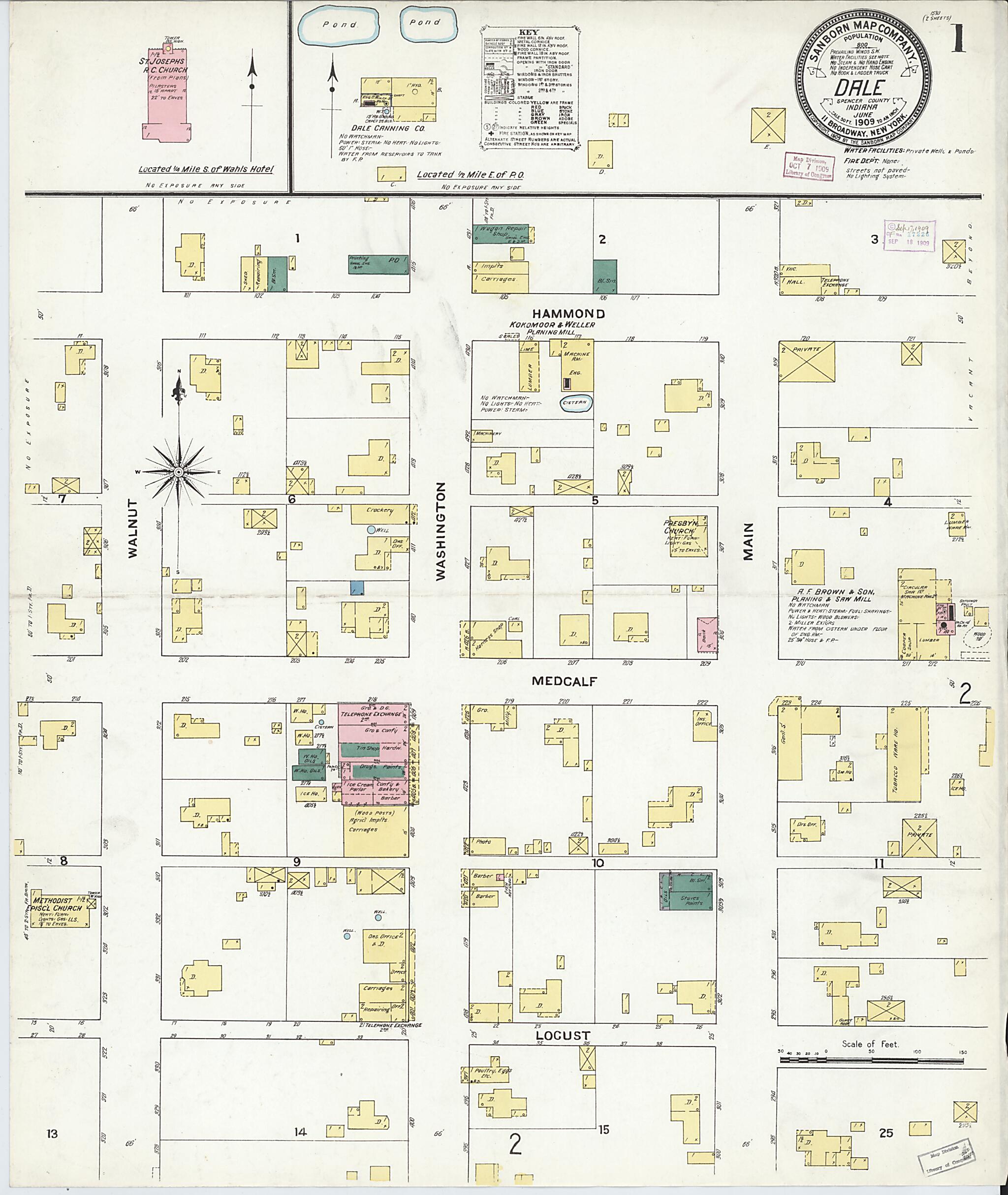 This old map of Dale, Spencer County, Indiana was created by Sanborn Map Company in 1909