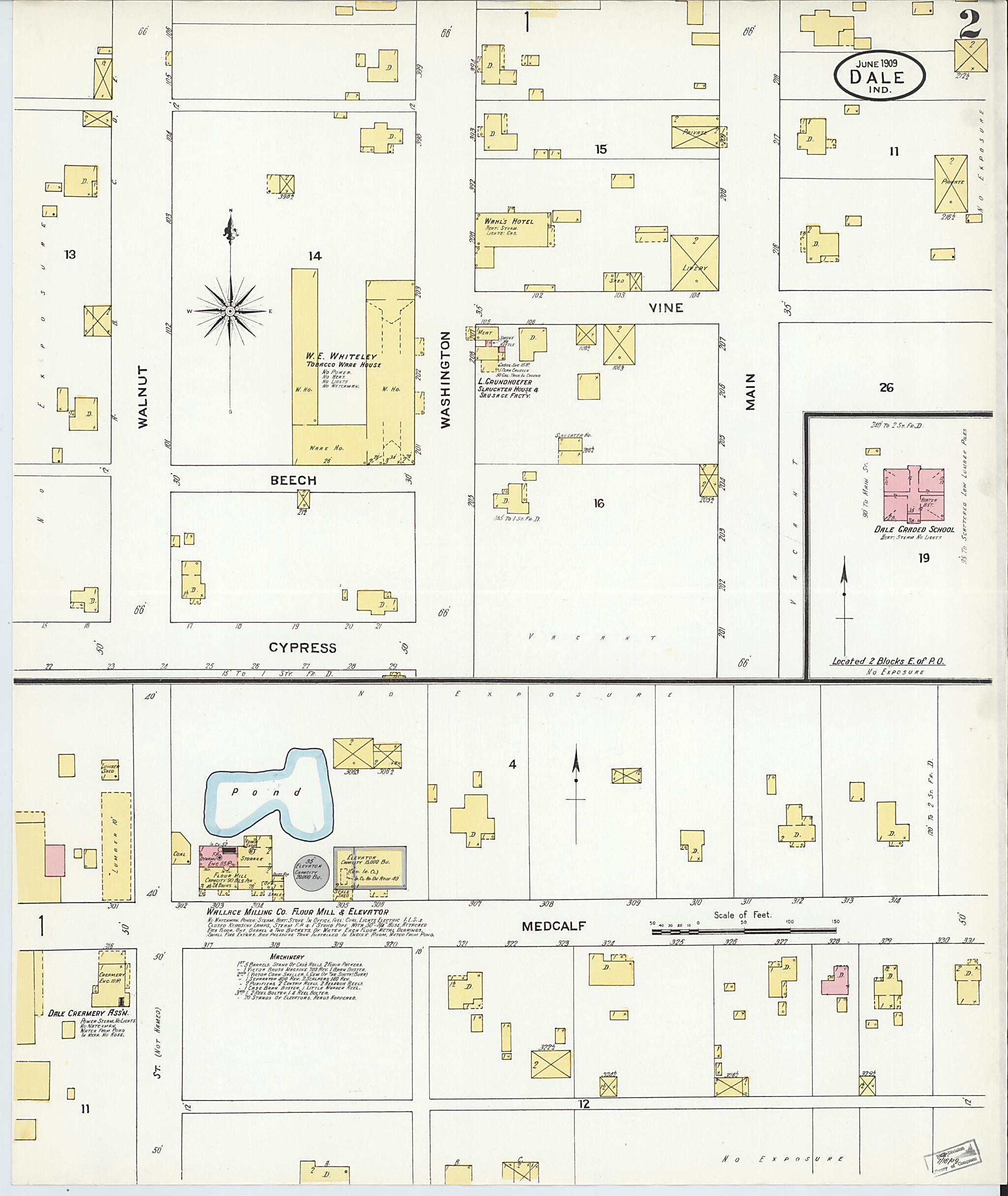 This old map of Dale, Spencer County, Indiana was created by Sanborn Map Company in 1909