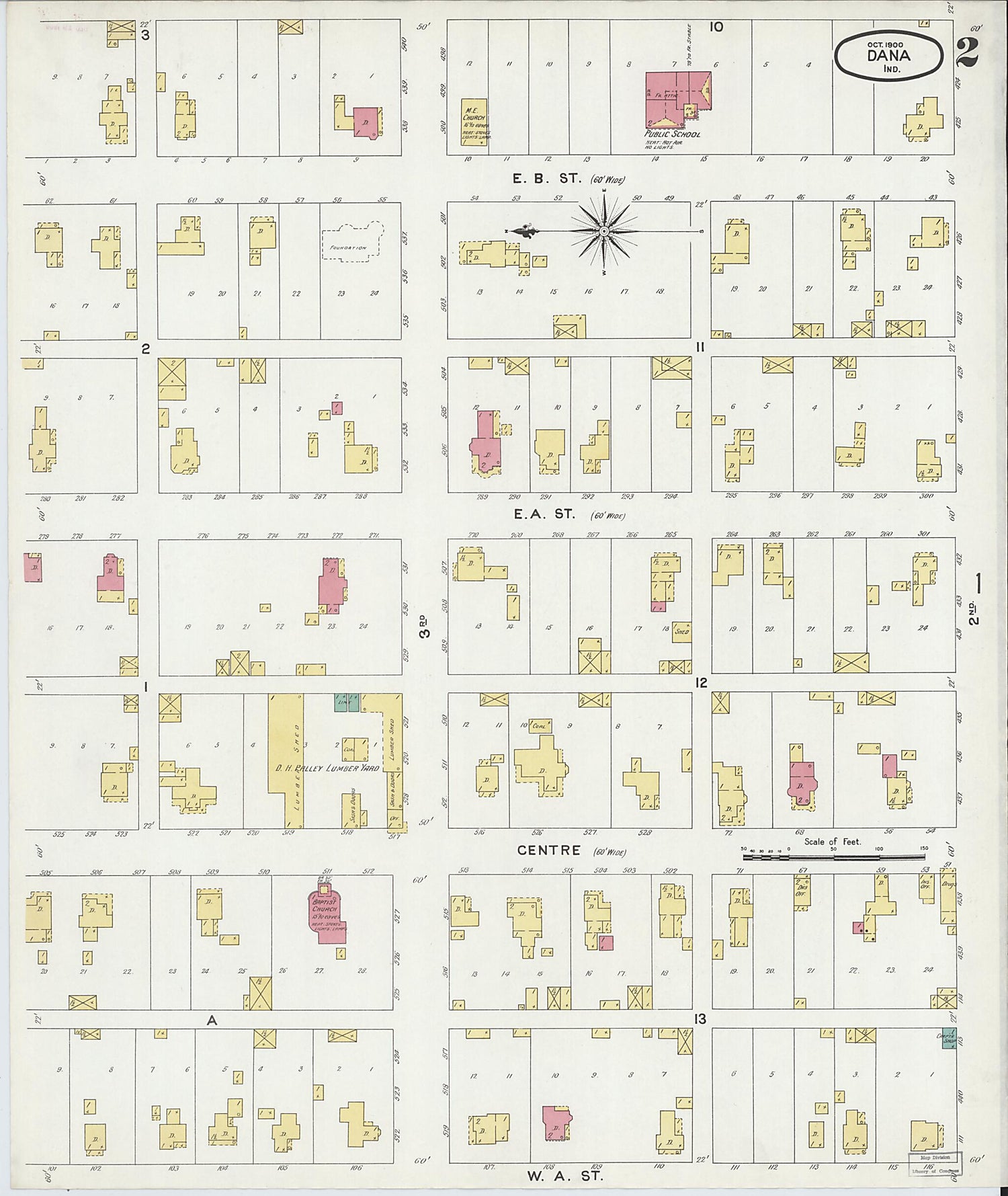 This old map of Dana, Vermillion County, Indiana was created by Sanborn Map Company in 1900