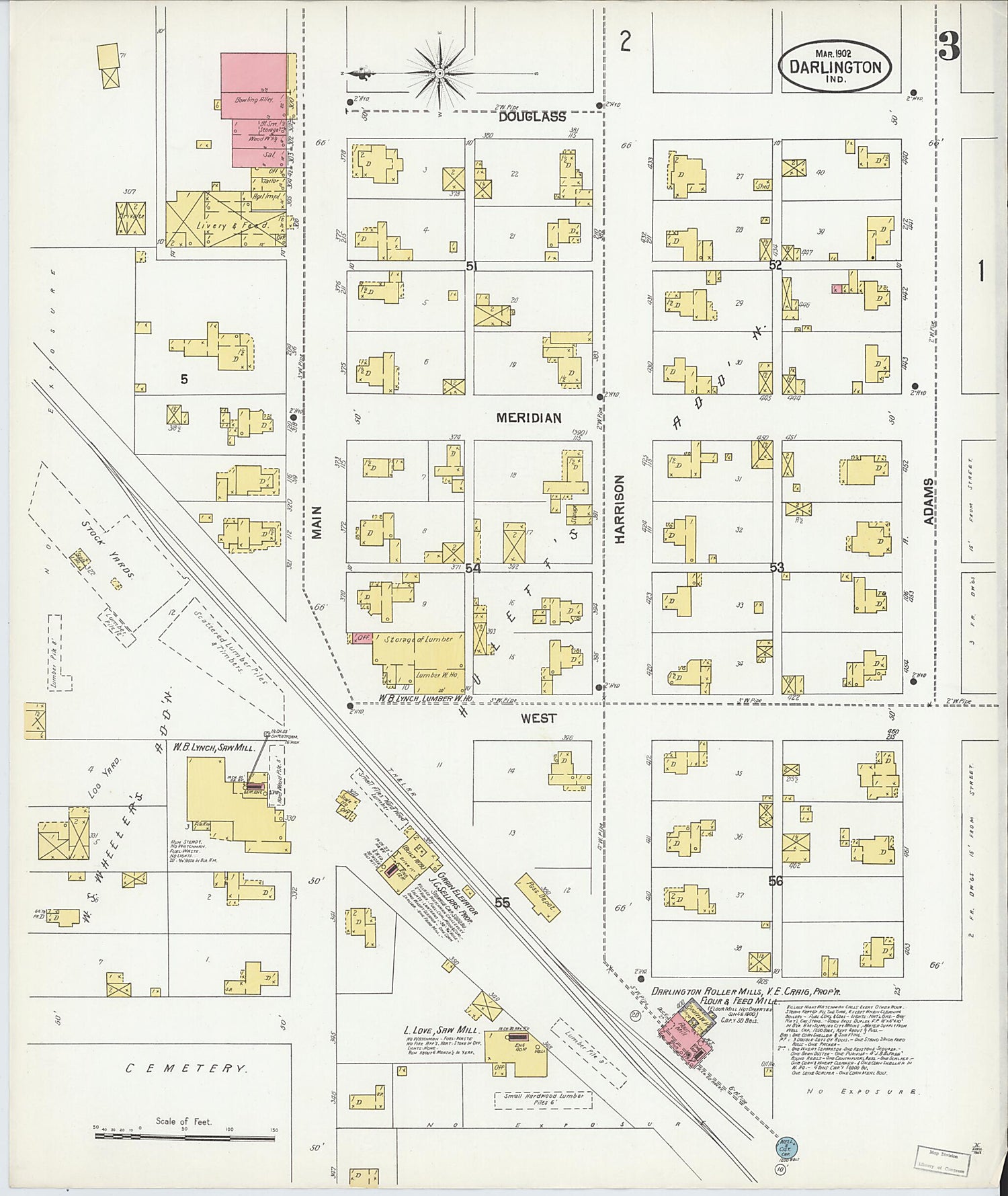 This old map of Darlington, Montgomery County, Indiana was created by Sanborn Map Company in 1902