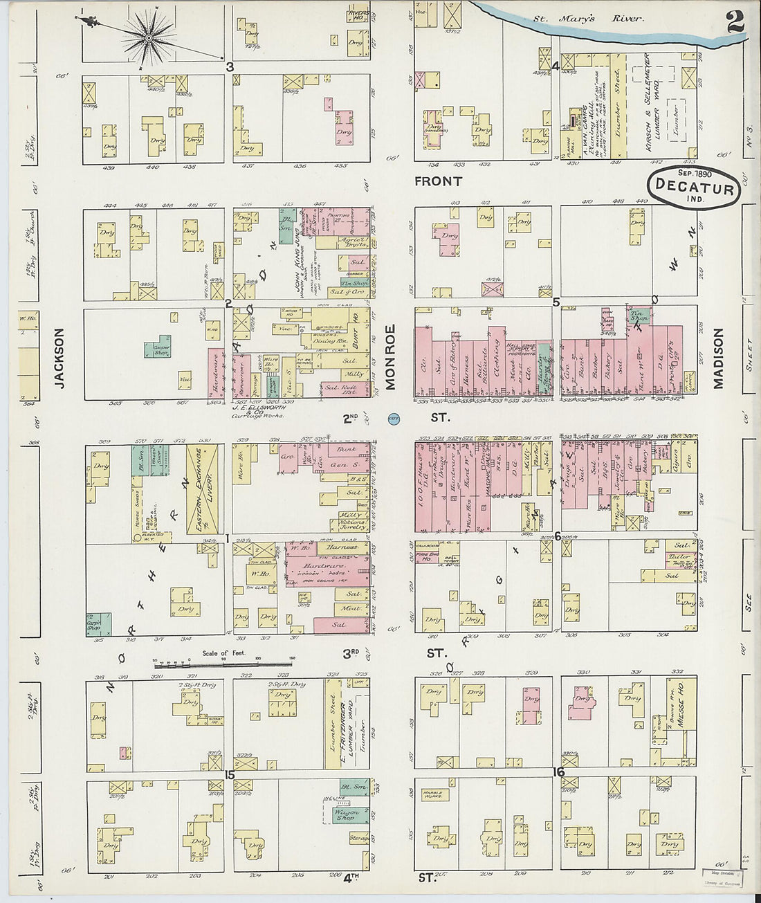 This old map of Decatur, Adams County, Indiana was created by Sanborn Map Company in 1890