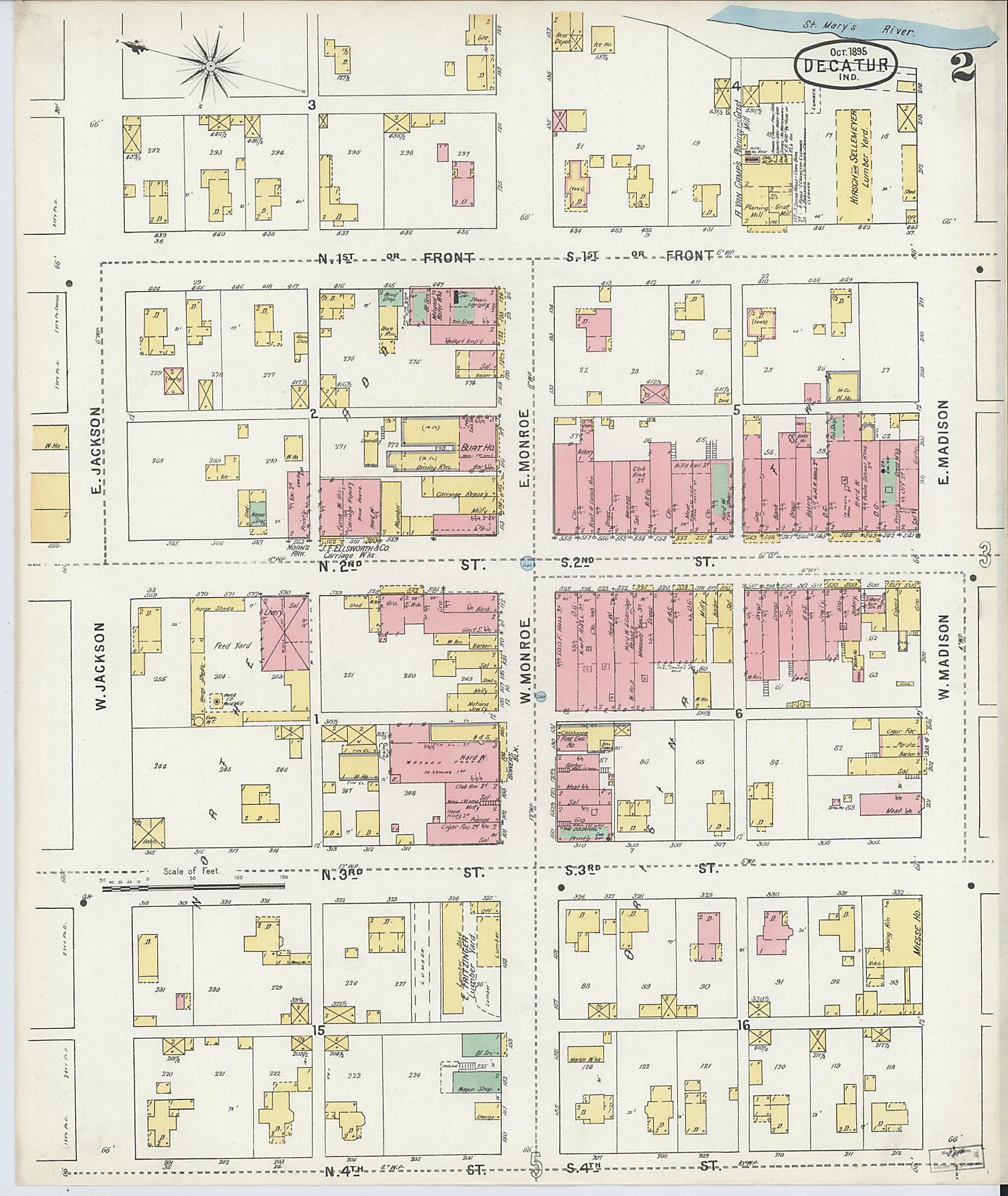 This old map of Decatur, Adams County, Indiana was created by Sanborn Map Company in 1895