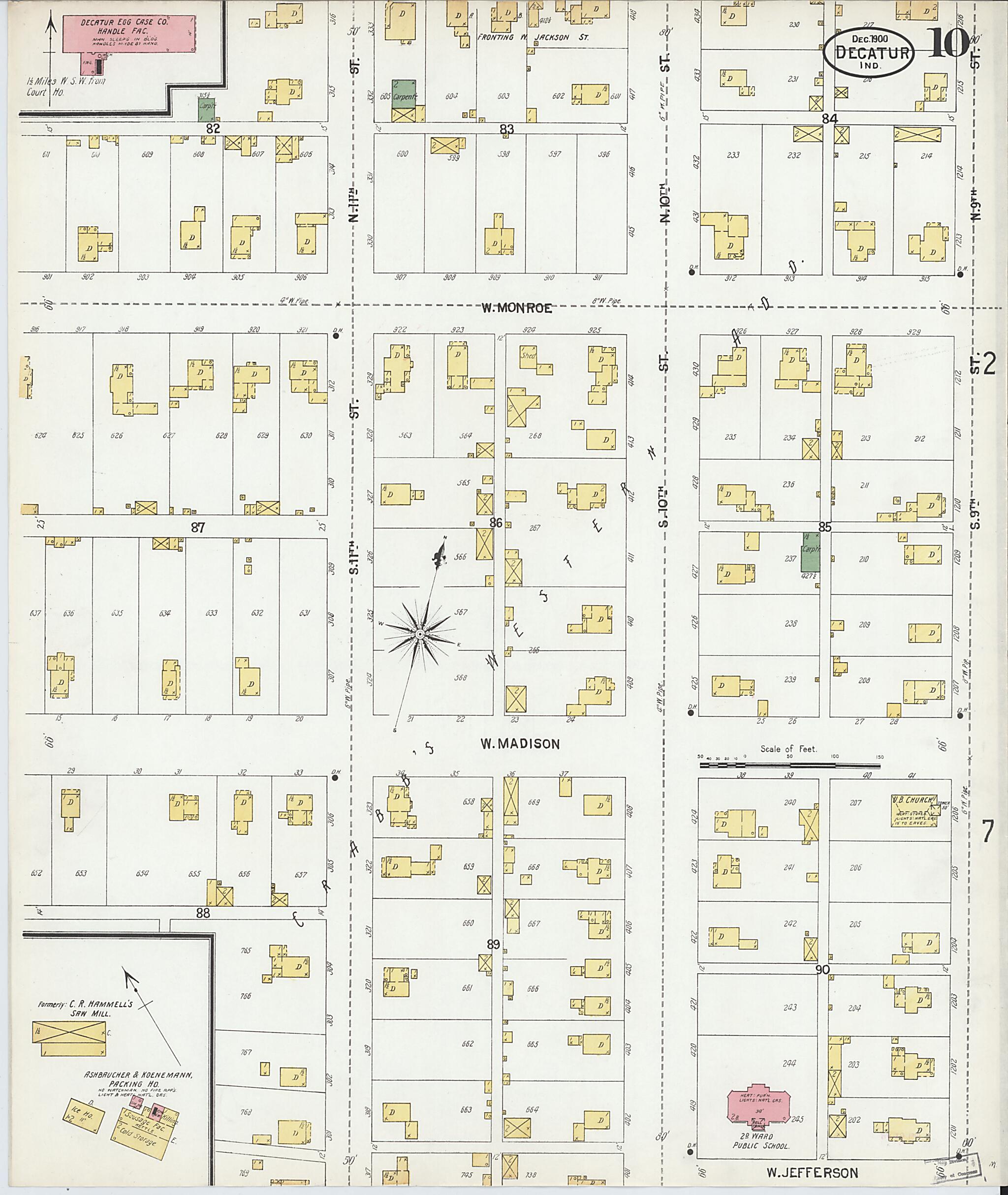 This old map of Decatur, Adams County, Indiana was created by Sanborn Map Company in 1900