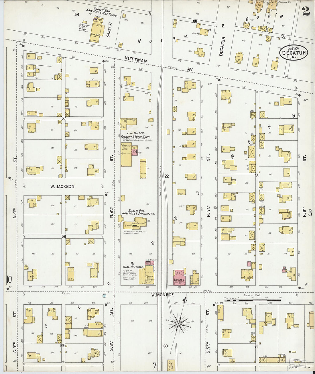 This old map of Decatur, Adams County, Indiana was created by Sanborn Map Company in 1900