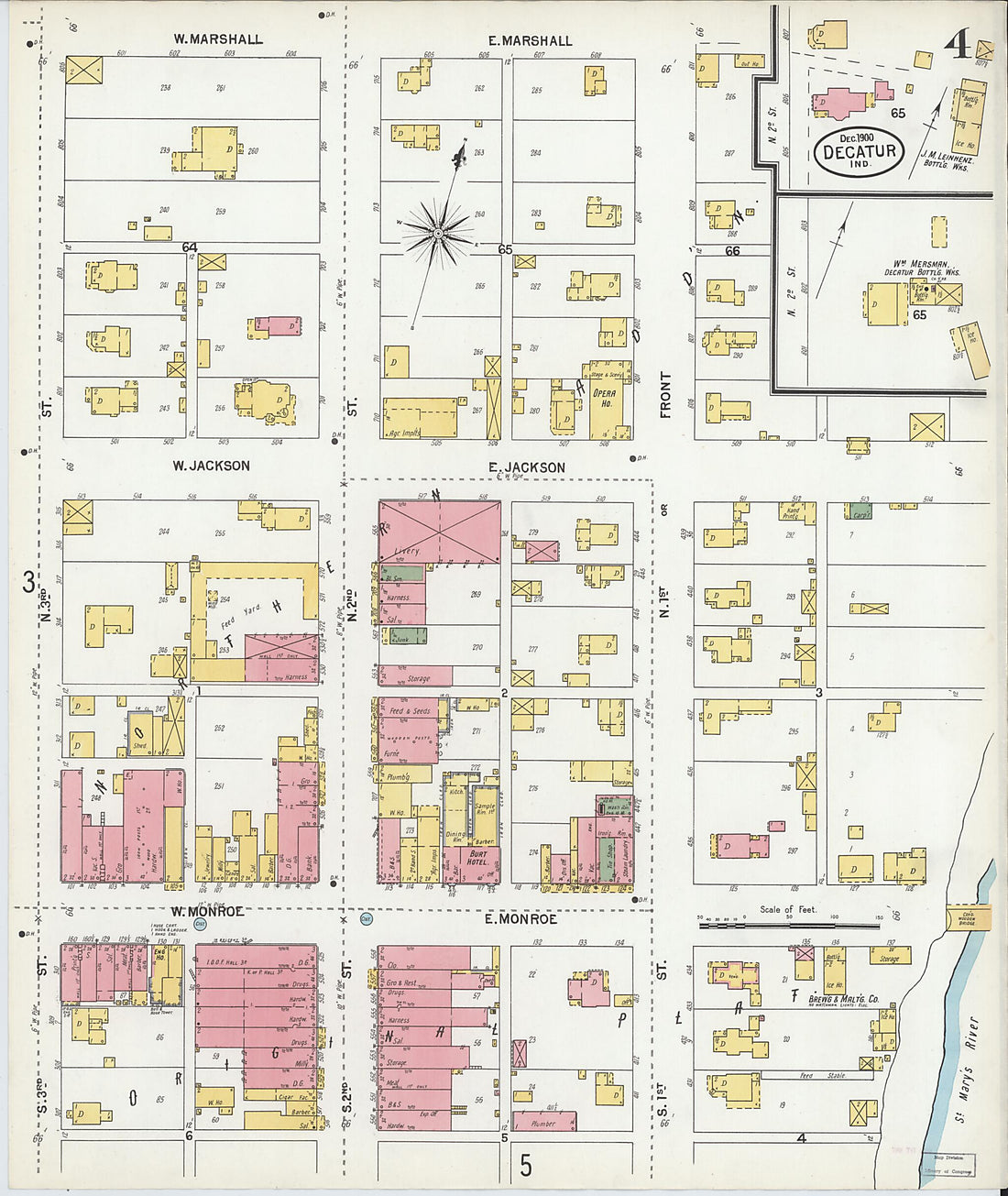 This old map of Decatur, Adams County, Indiana was created by Sanborn Map Company in 1900