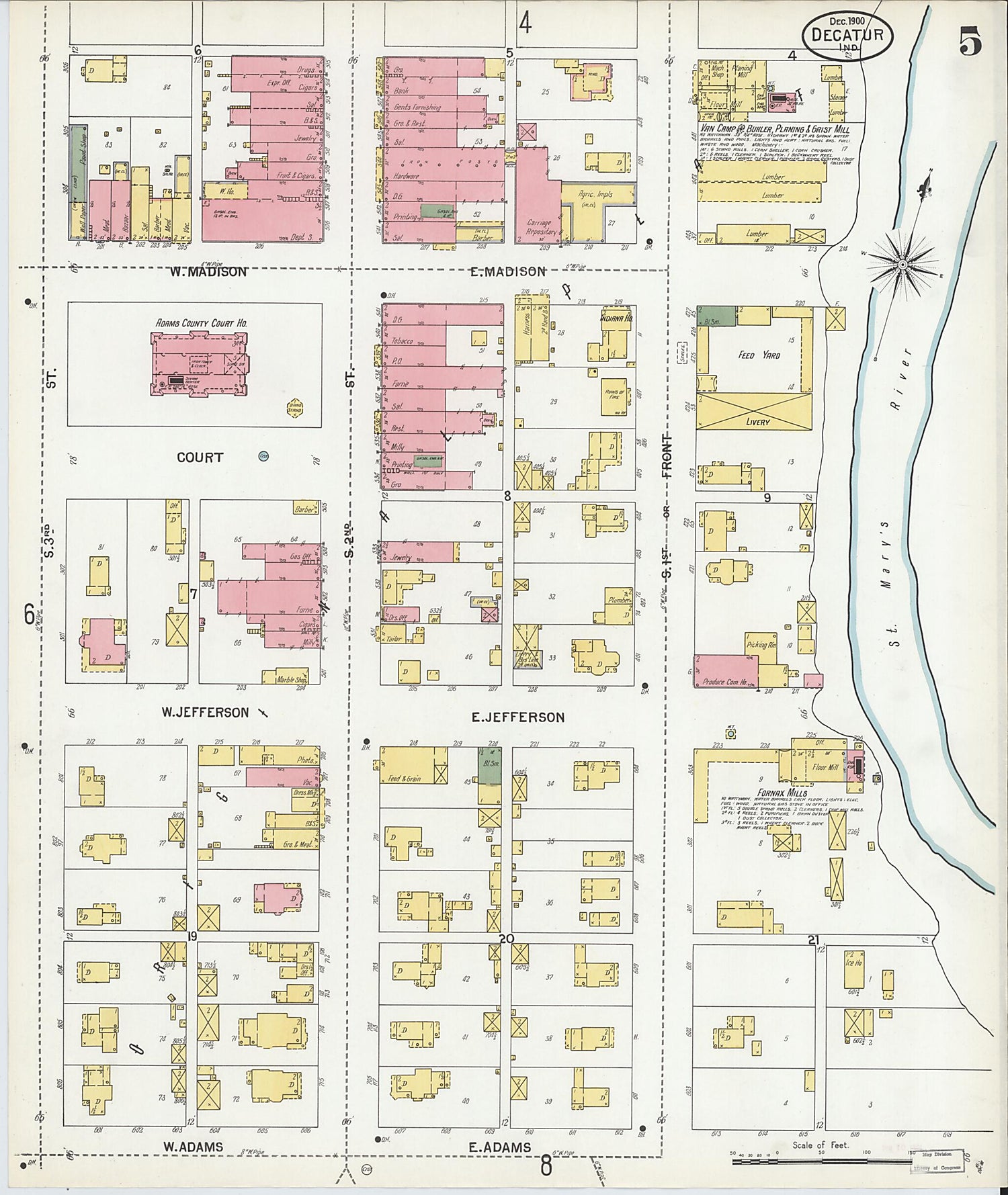 This old map of Decatur, Adams County, Indiana was created by Sanborn Map Company in 1900