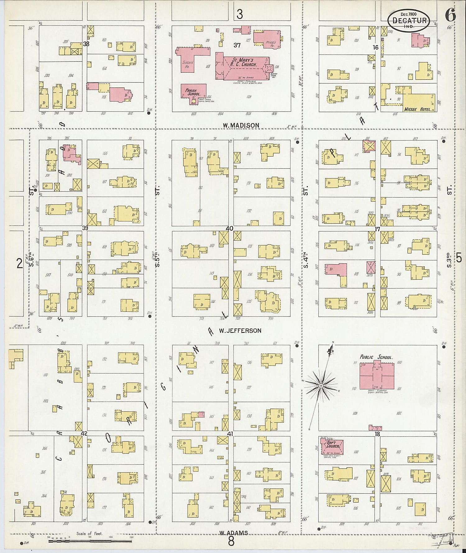 This old map of Decatur, Adams County, Indiana was created by Sanborn Map Company in 1900